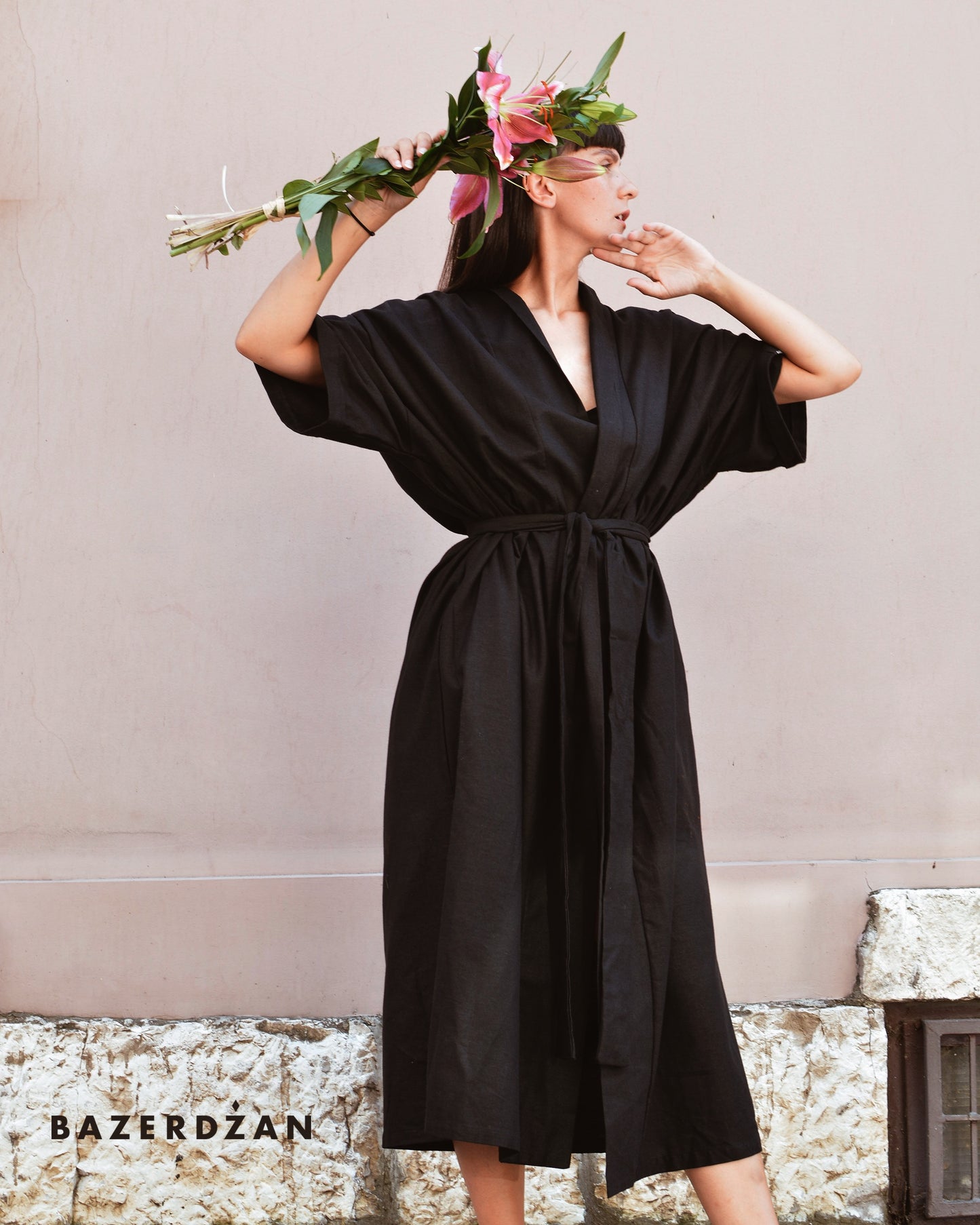 Linen Cardigan - Black by Bazerdzan Wear