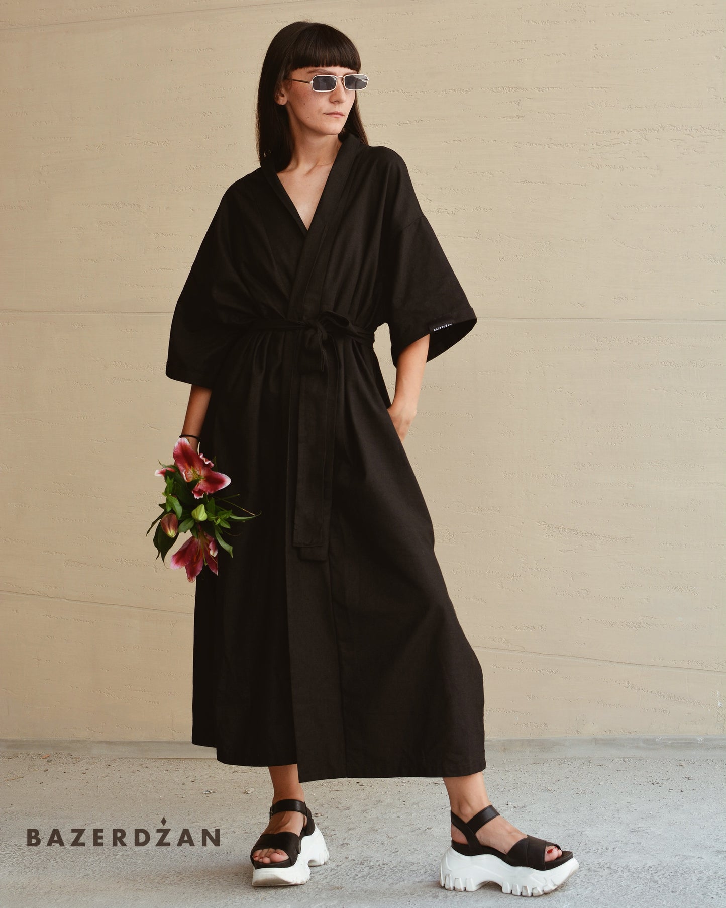 Linen Cardigan - Black by Bazerdzan Wear