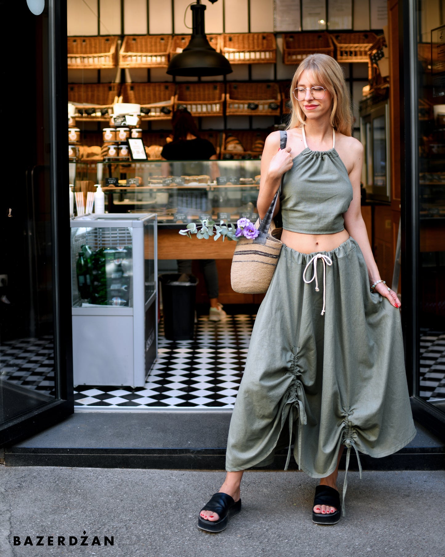 Linen Skirt - Mint Green by Bazerdzan Wear