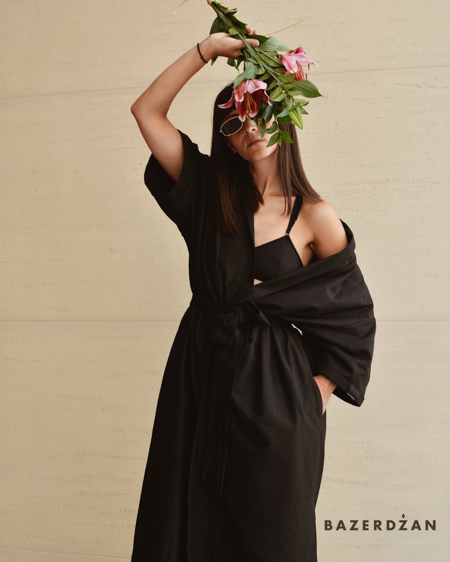 Linen Cardigan - Black by Bazerdzan Wear