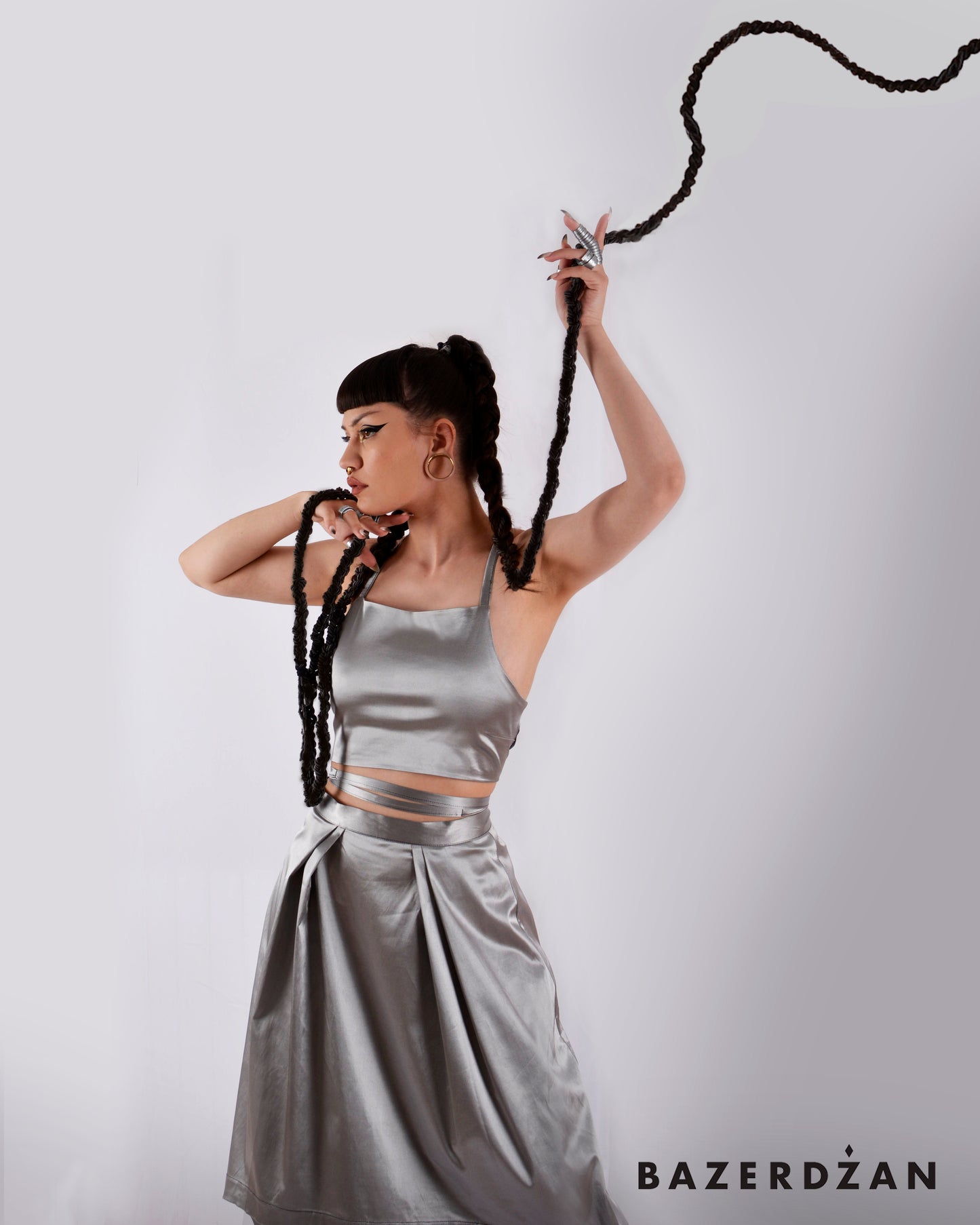 Skirt Flowy - Silver by Bazerdzan Wear