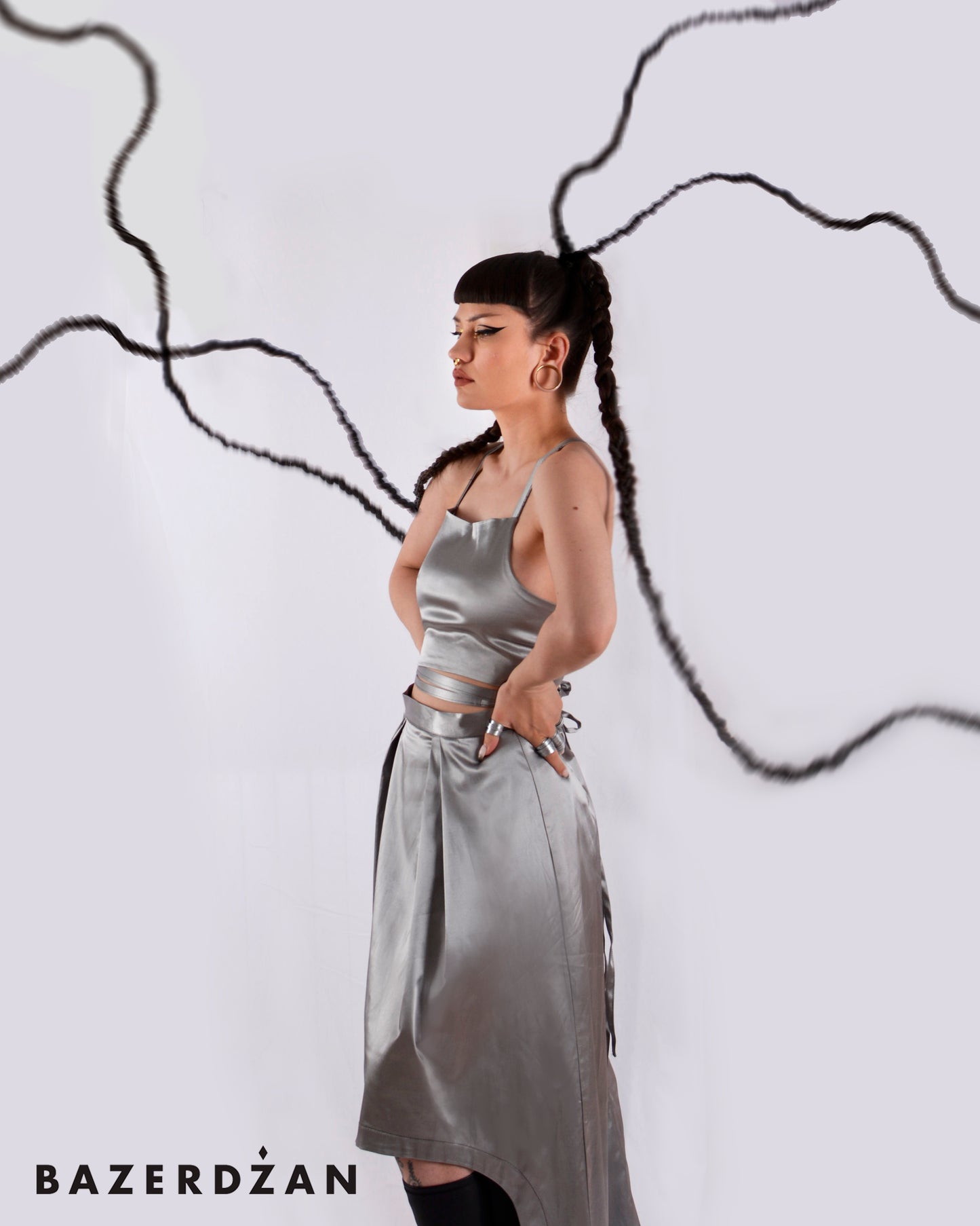 Skirt Flowy - Silver by Bazerdzan Wear