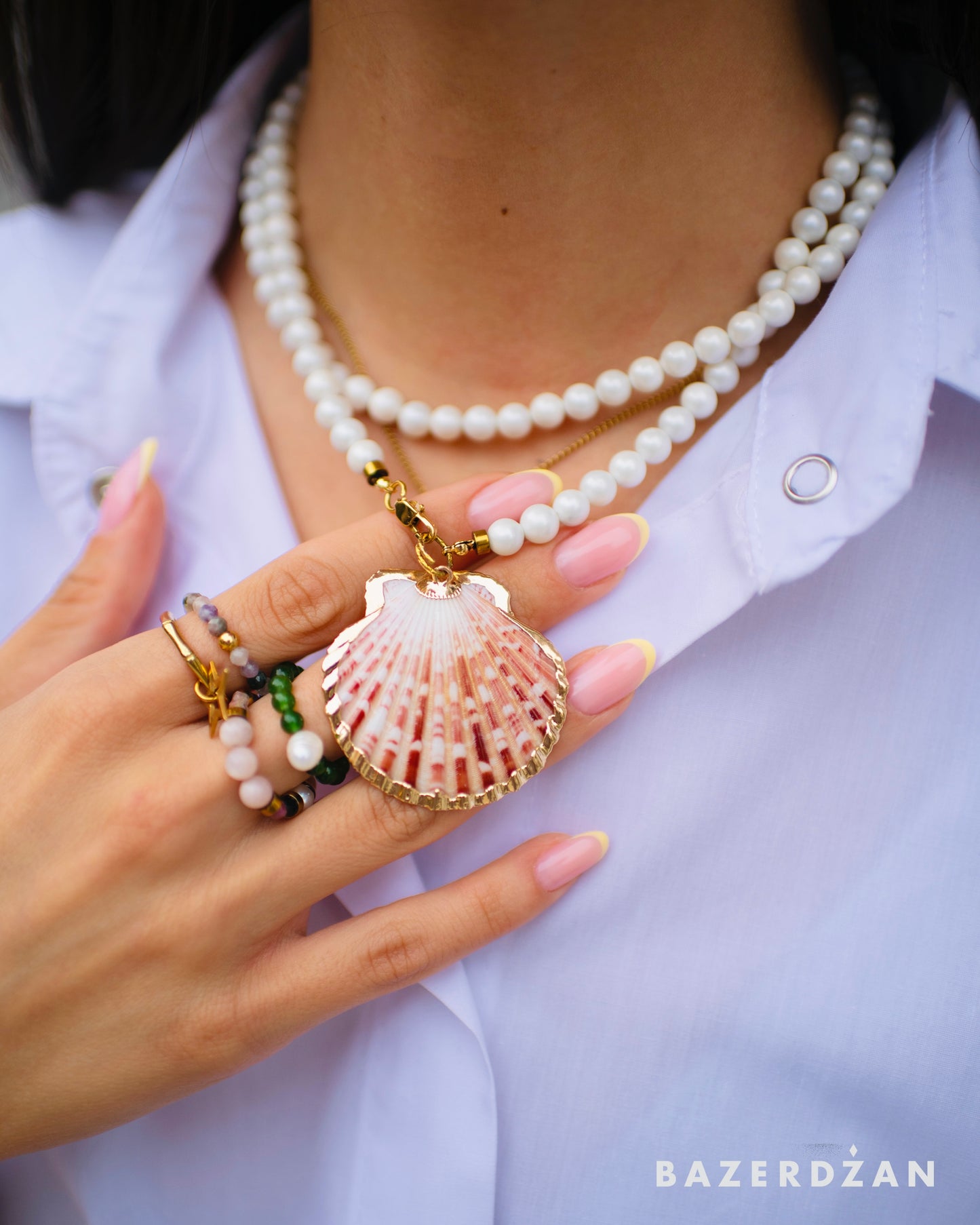 Long seashell necklace Bazerdzan x Nayda Jewelry