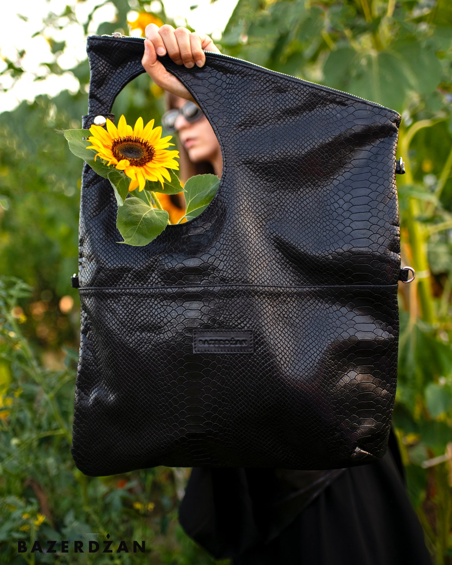 Leather Baklava Bag by Bazerdzan - Black