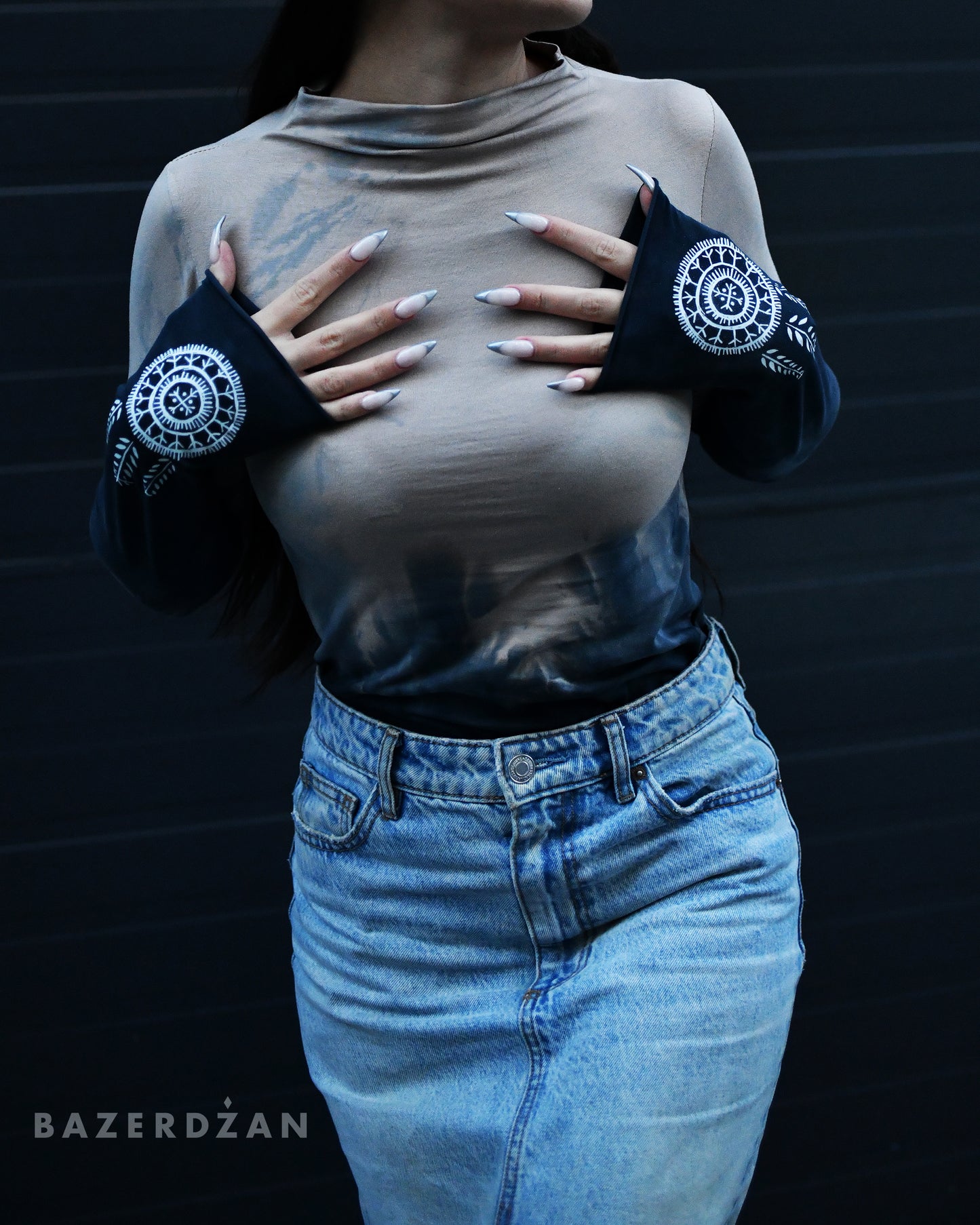Hand Dyed Shirt With Traditional Bosnian Tattoos - Limited Edition by Ina Čano x Bazerdžan