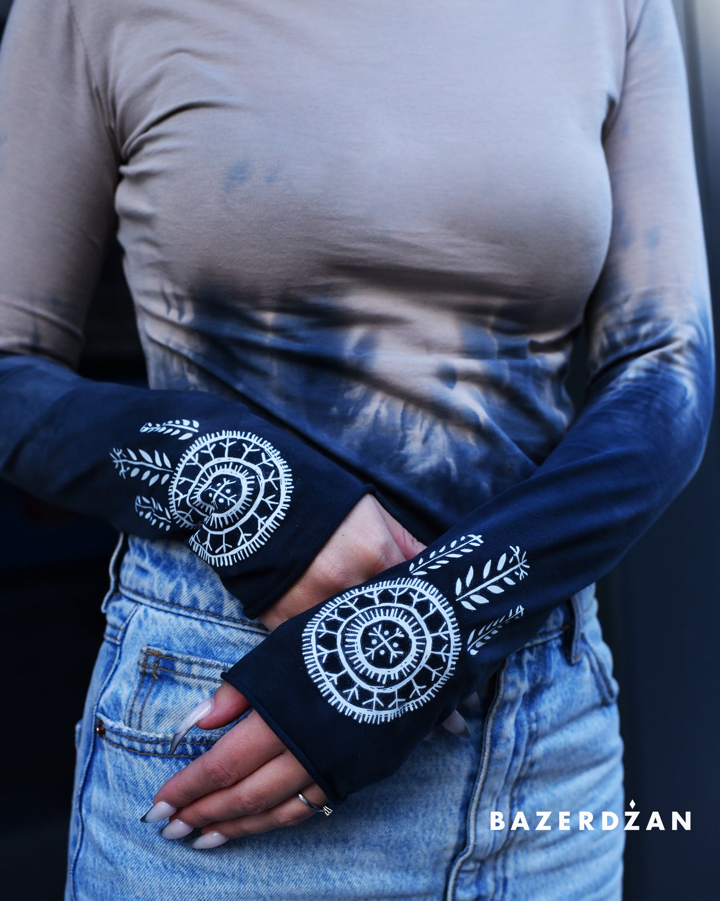 Hand Dyed Shirt With Traditional Bosnian Tattoos - Limited Edition by Ina Čano x Bazerdžan