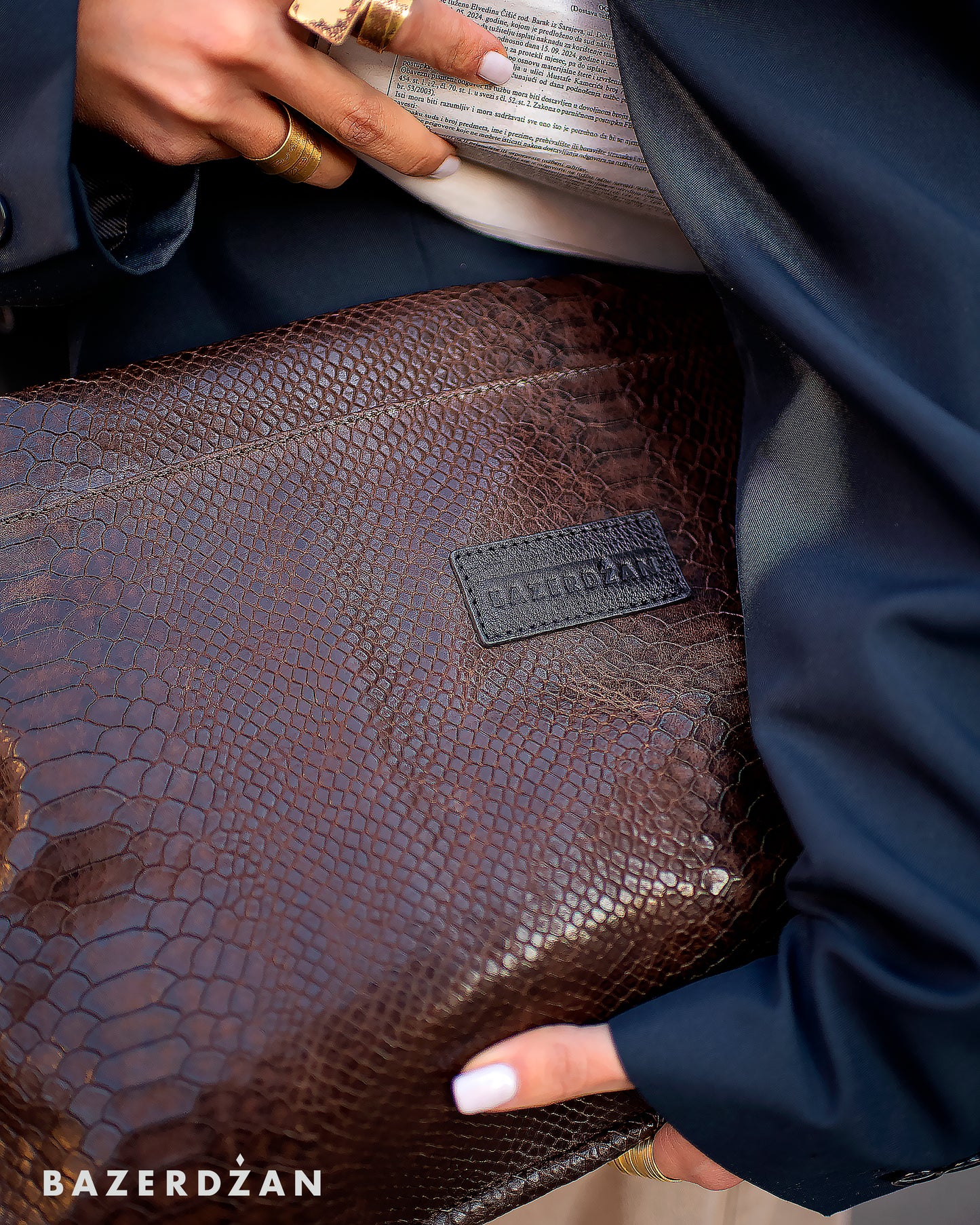 Leather Baklava Bag by Bazerdzan