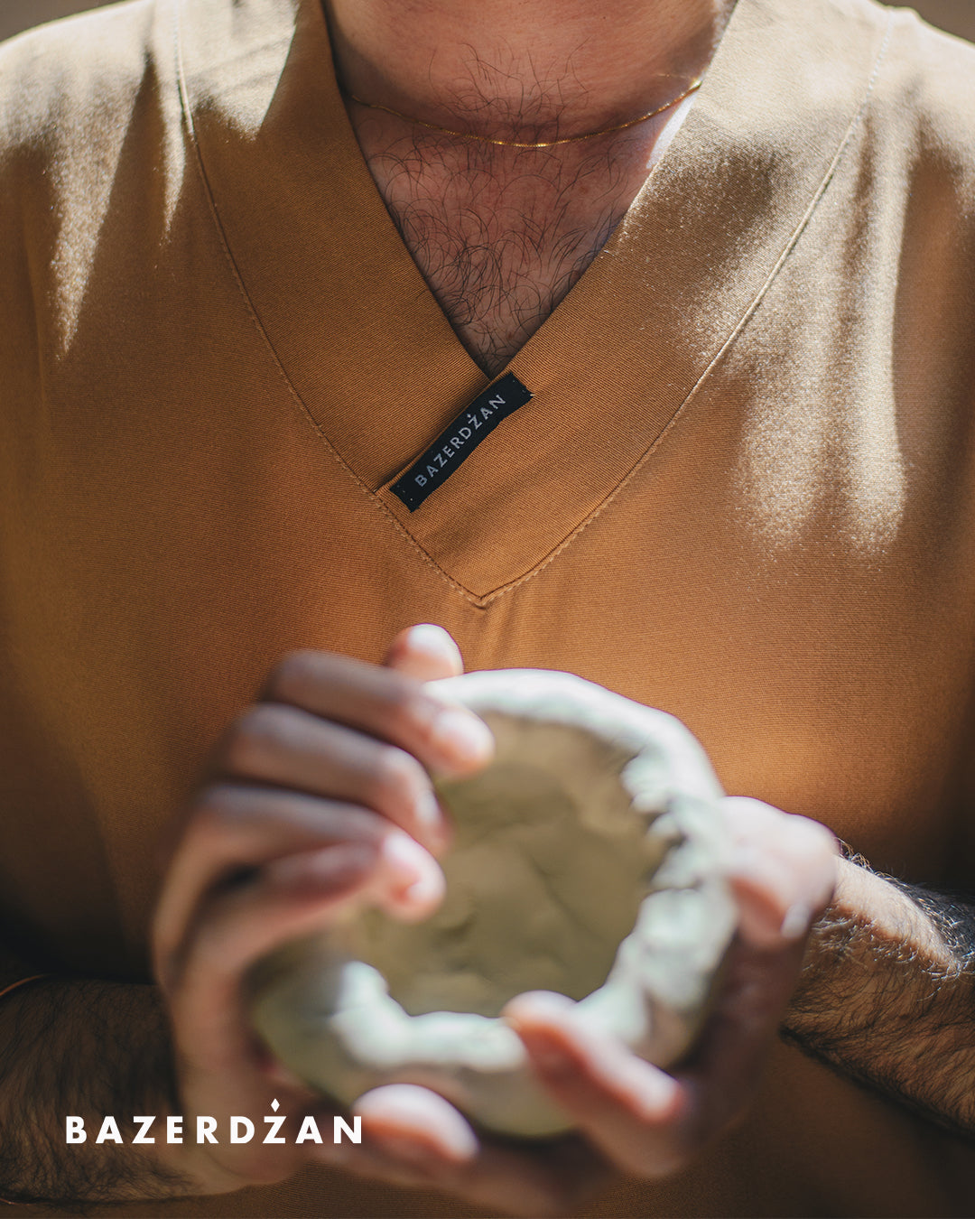 Shirt "Butmir One" with printed motif by Kemil Bekteši x Bazerdžan - camel