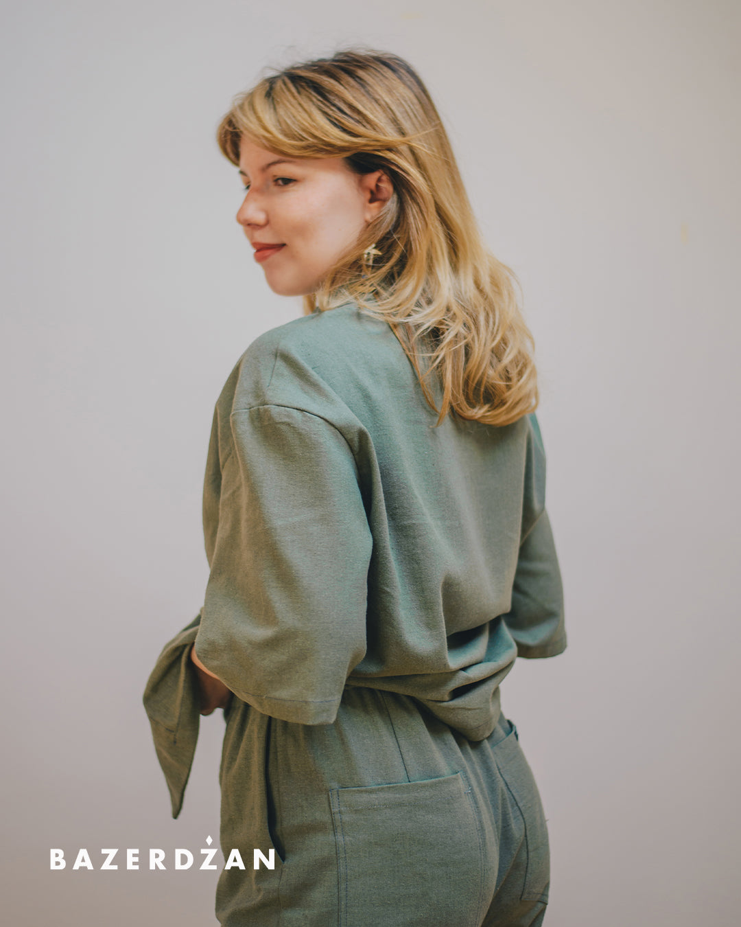 Linen Pants "Butmir One" by Kemil Bekteši x Bazerdžan - green earth
