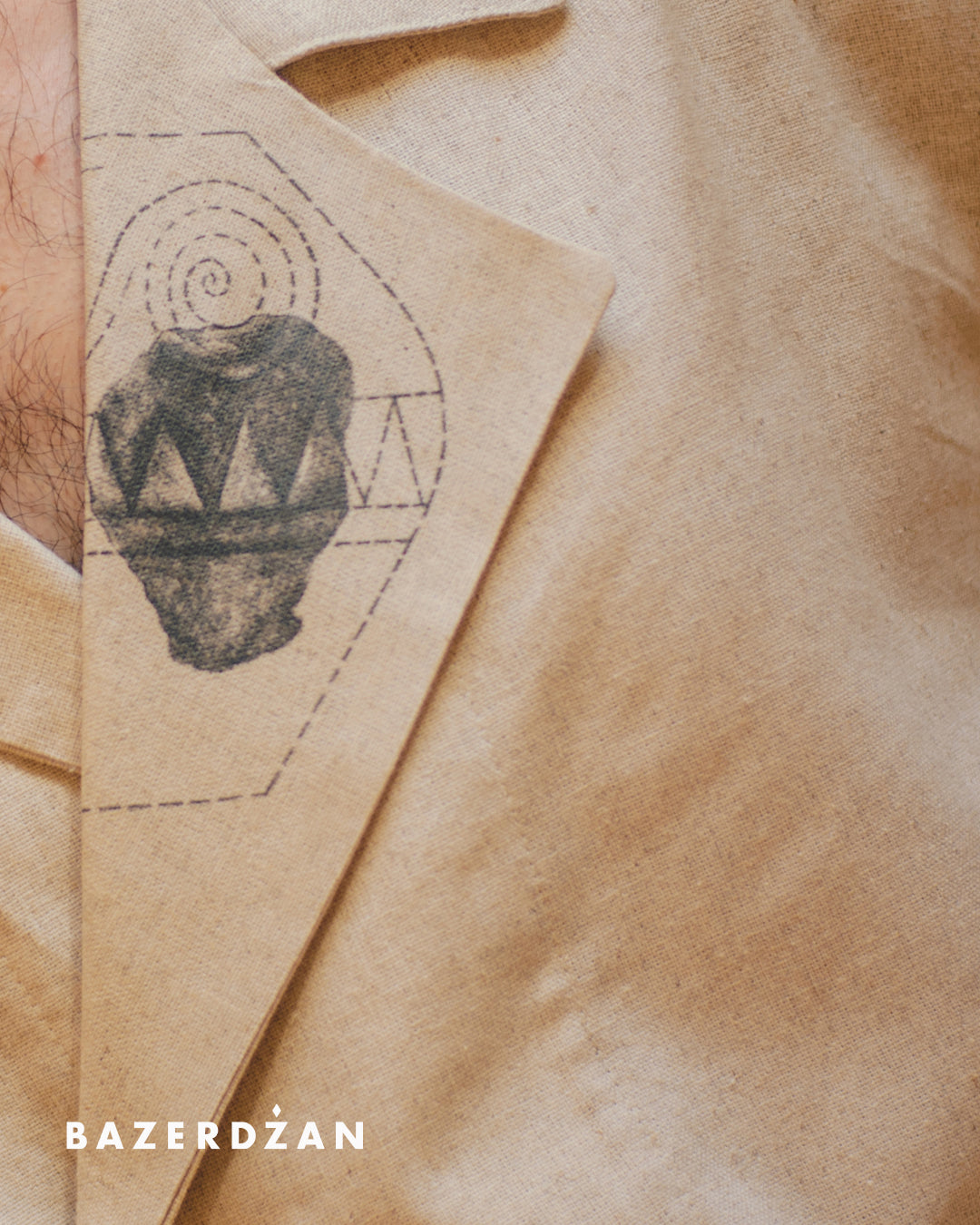 Linen Blouse "Butmir One" with printed motif by Kemil Bekteši x Bazerdžan - beige
