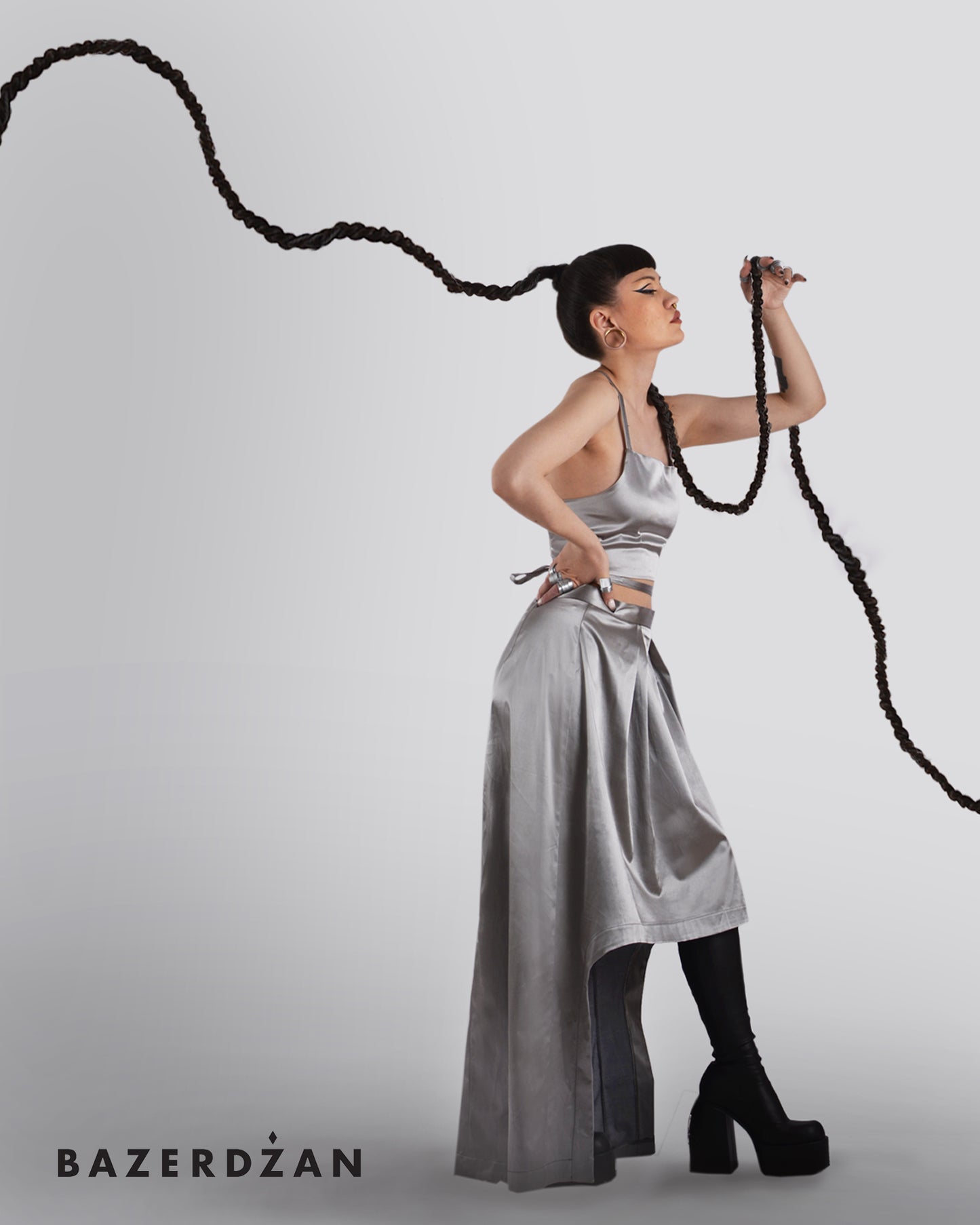 Skirt Flowy - Silver by Bazerdzan Wear