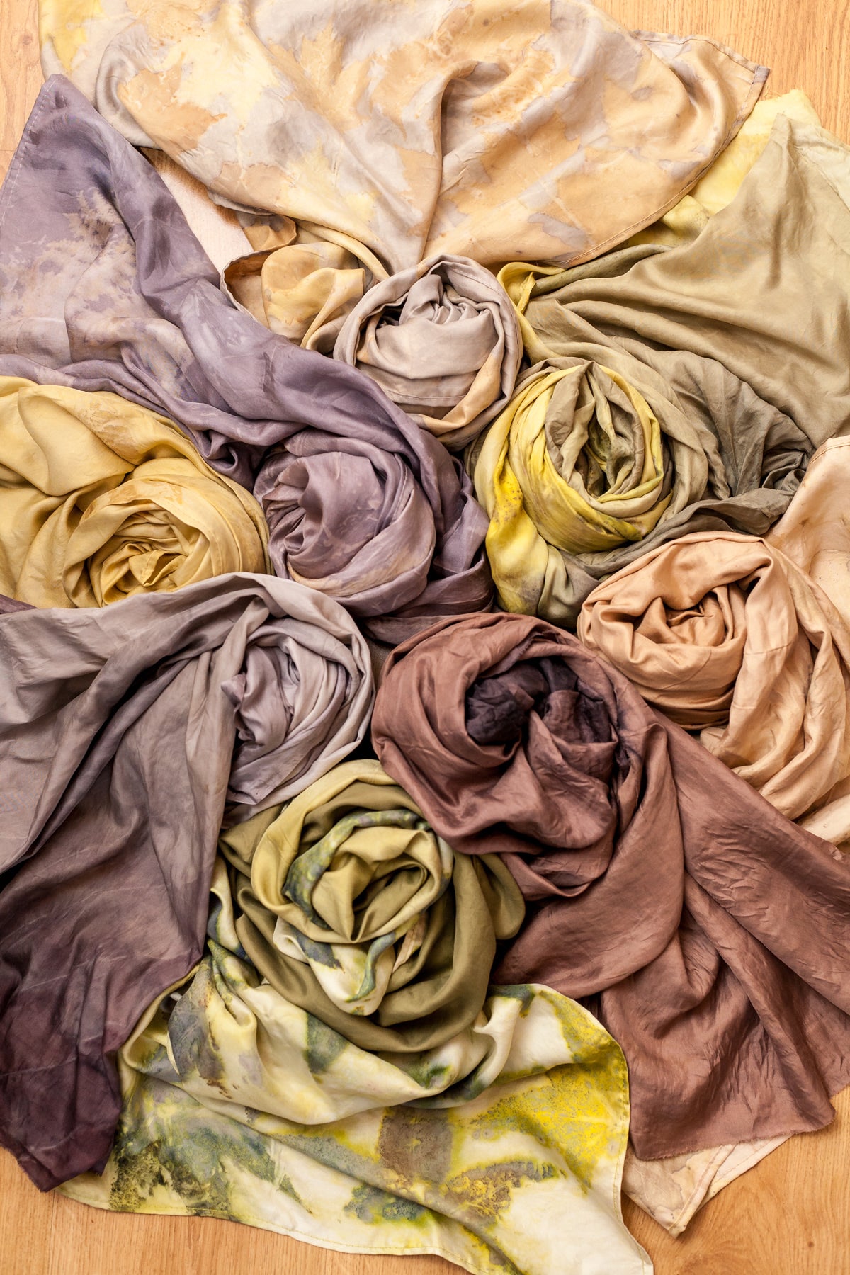 Eco Print and Natural Dye Silk Scarf - Bazerdzan