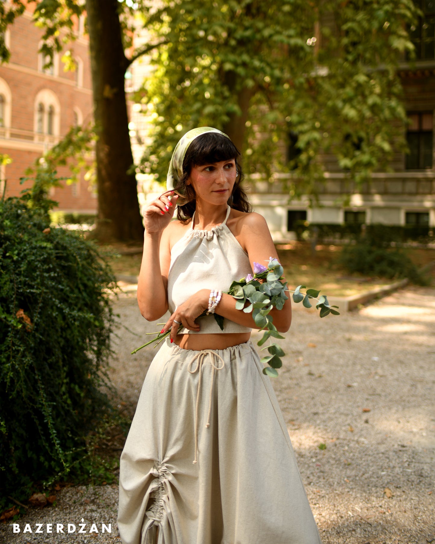 Linen Skirt - Sand Beige by Bazerdzan Wear