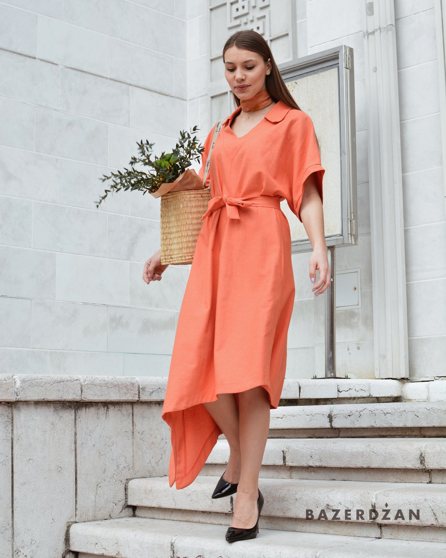 Asymmetric Chic Dress - Coral