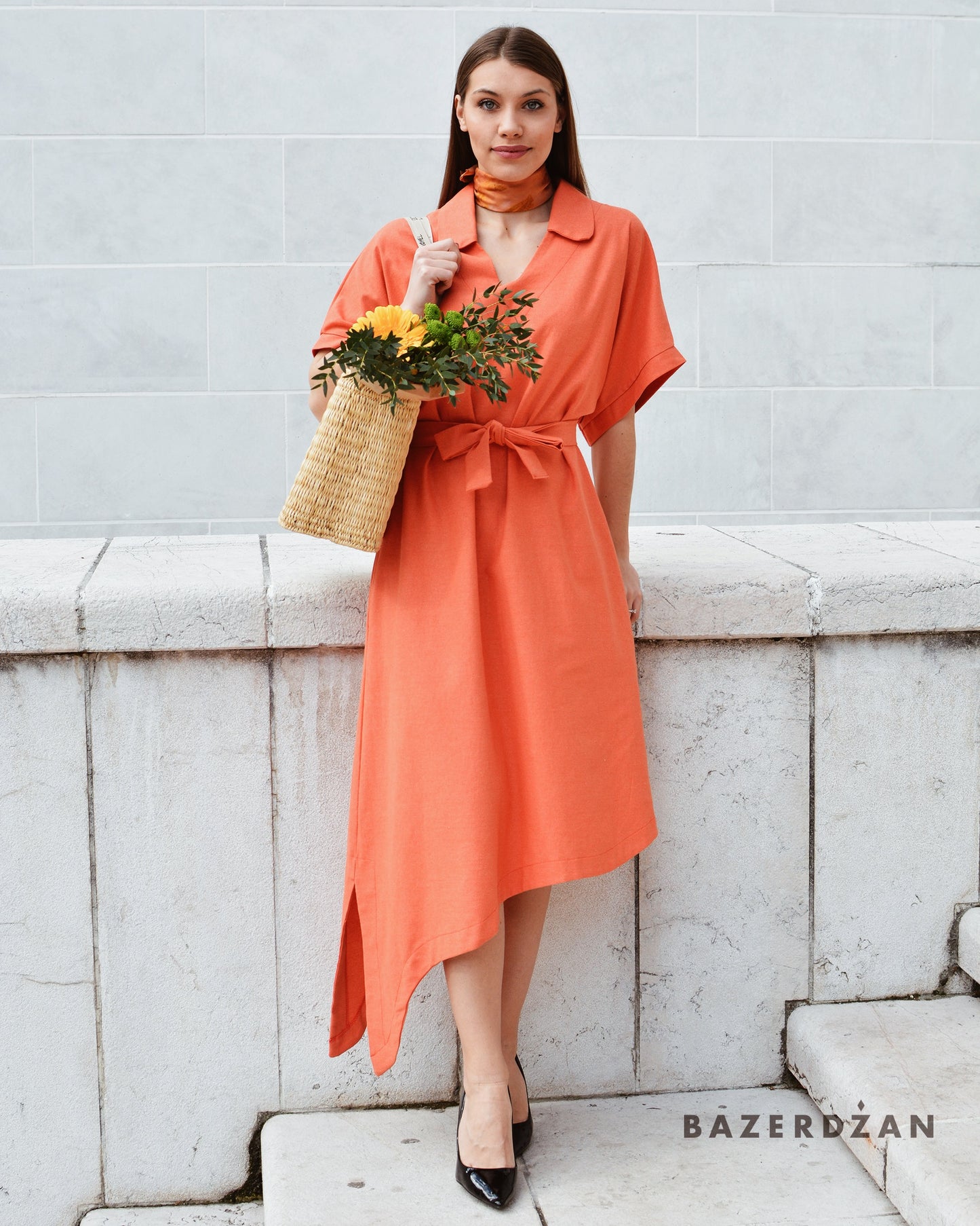 Asymmetric Chic Dress - Coral