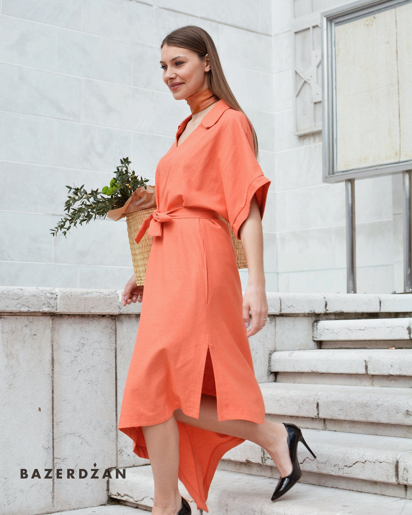 Asymmetric Chic Dress - Coral