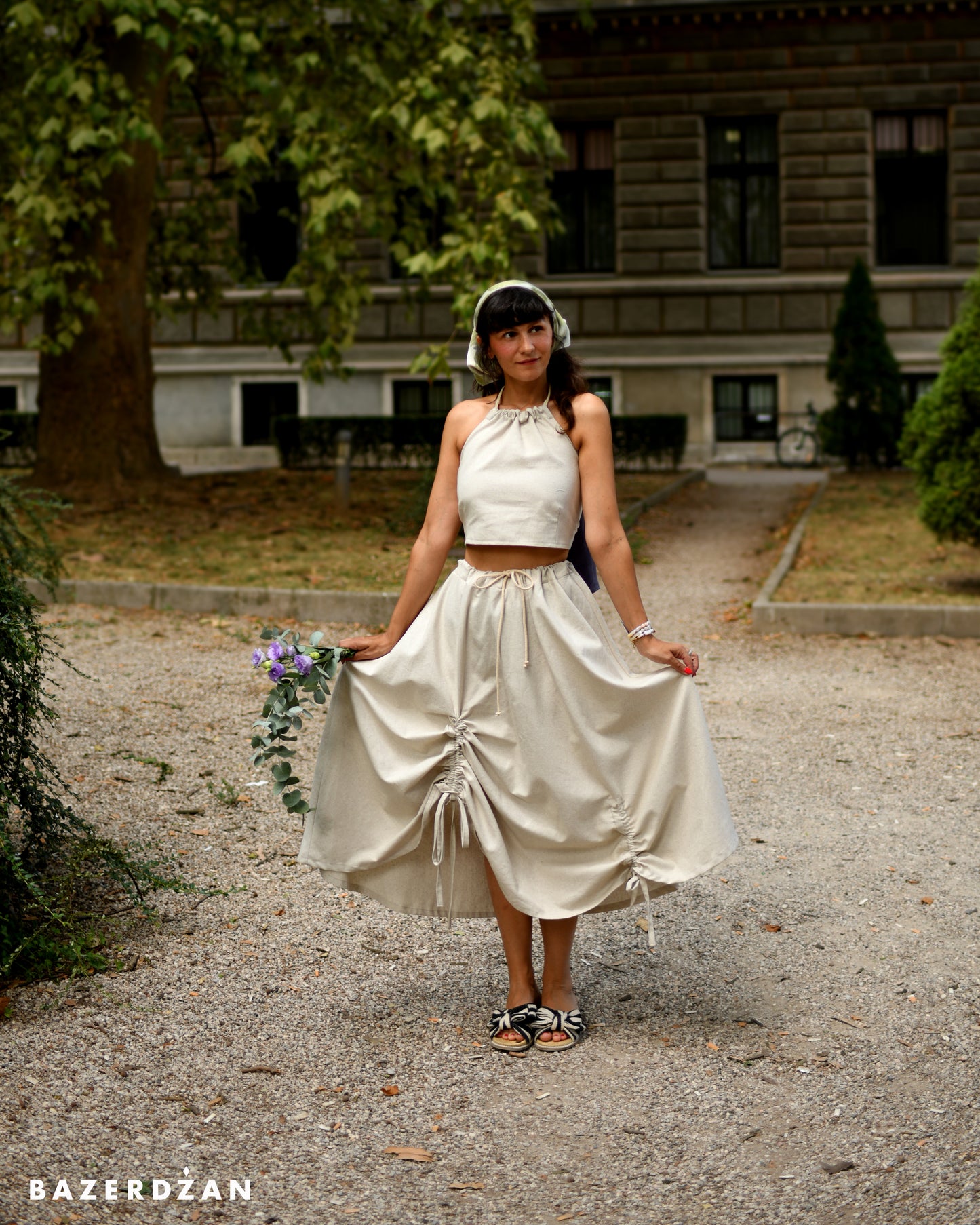 Linen Skirt - Sand Beige by Bazerdzan Wear