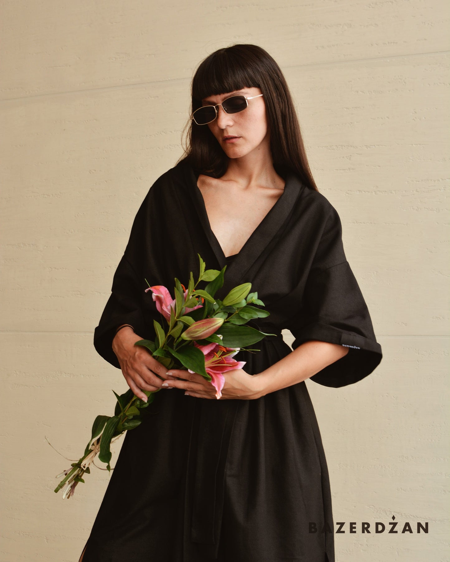 Linen Cardigan - Black by Bazerdzan Wear