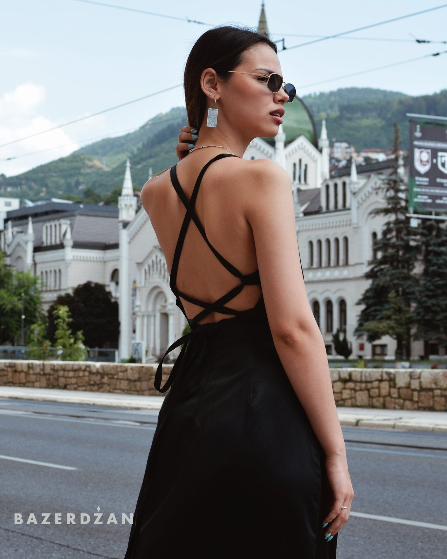 Open Back Top Flowy - Black by Bazerdzan Wear