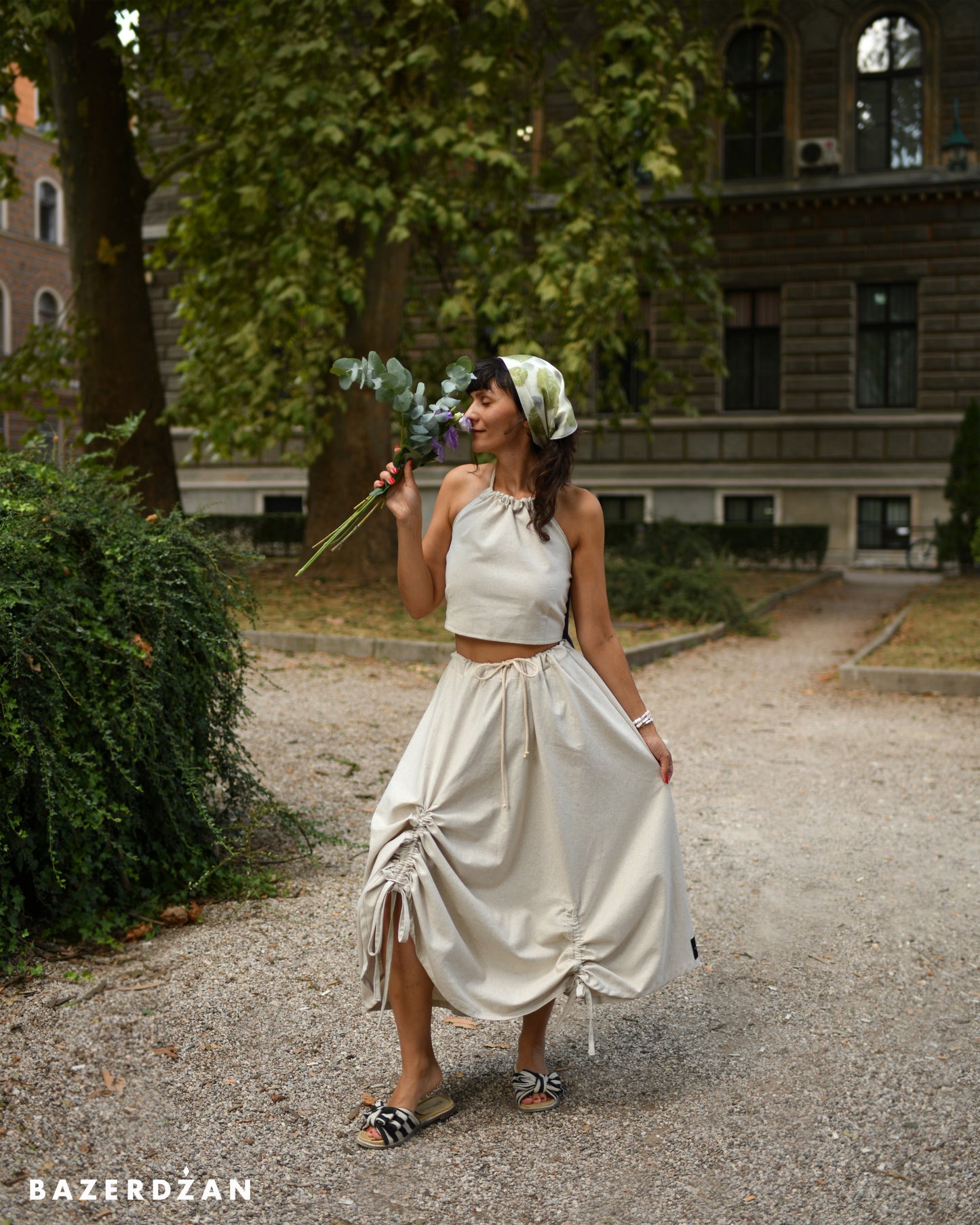 Linen Skirt - Sand Beige by Bazerdzan Wear