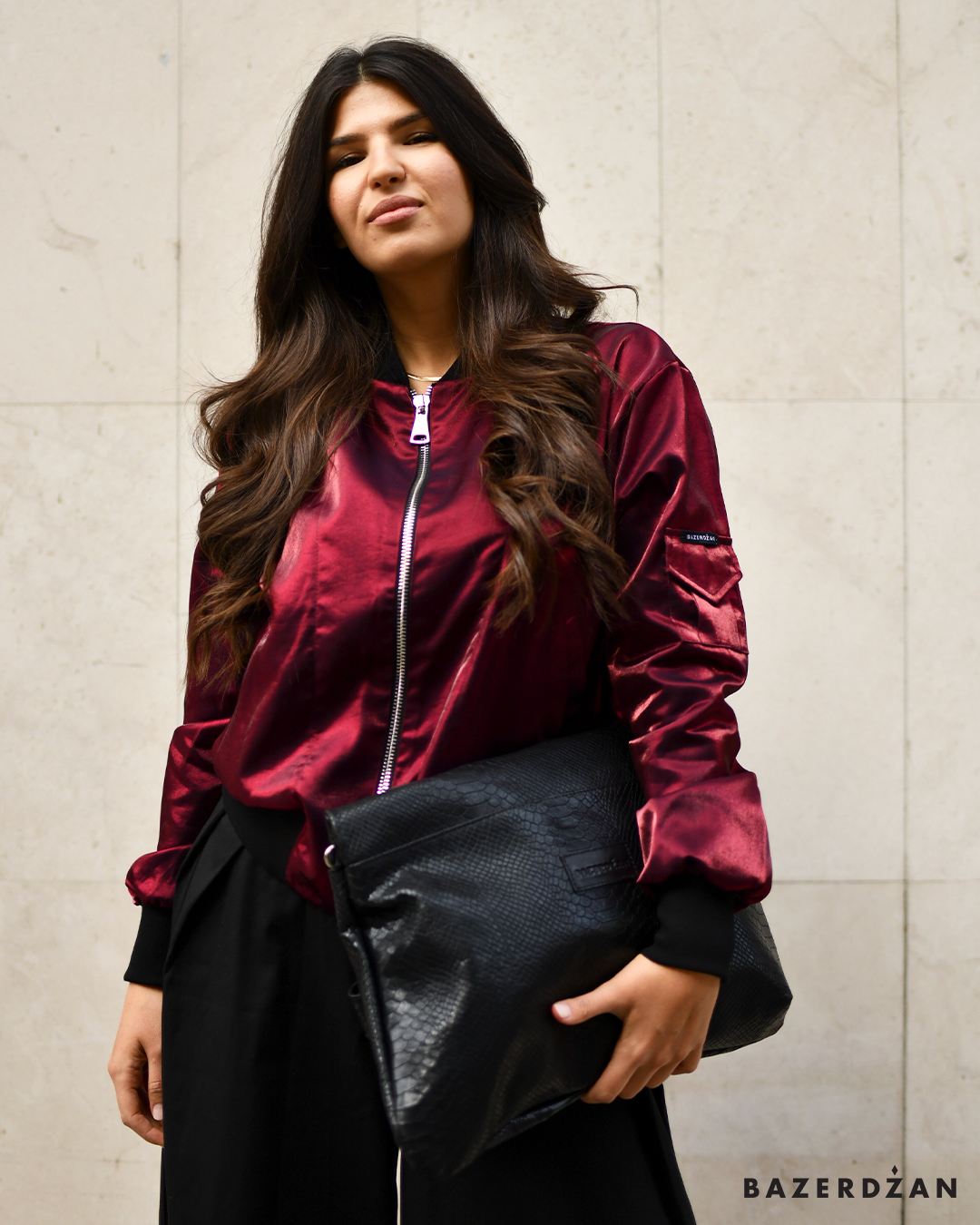 Burgundy bomber jacket