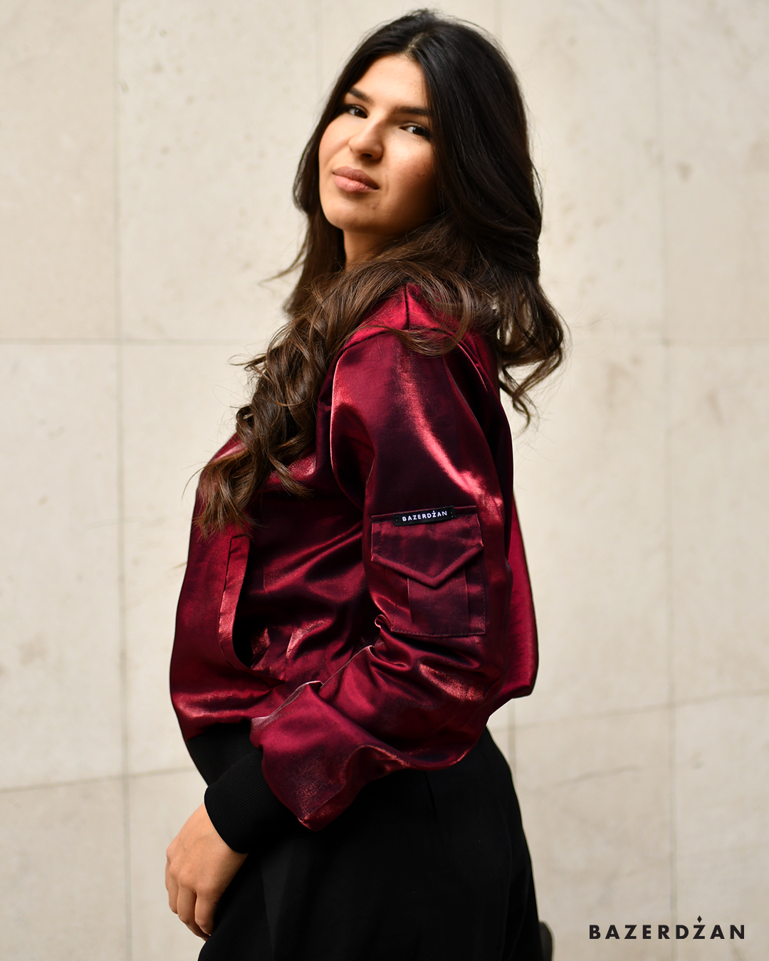 Burgundy bomber jacket