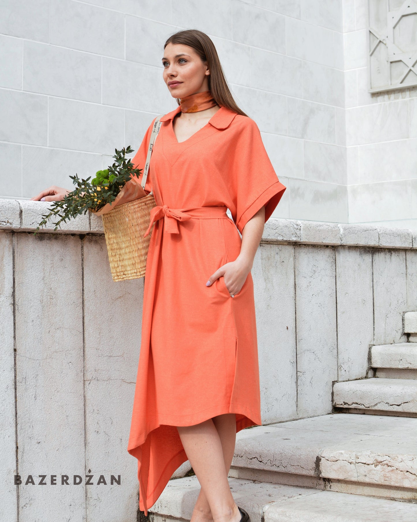 Asymmetric Chic Dress - Coral