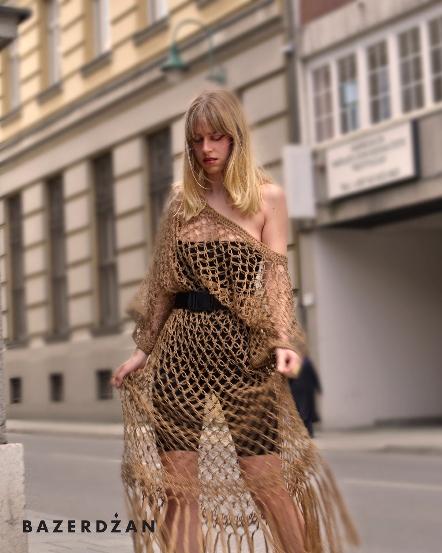 Knitted Linen Dress - Brown by Bazerdzan Wear