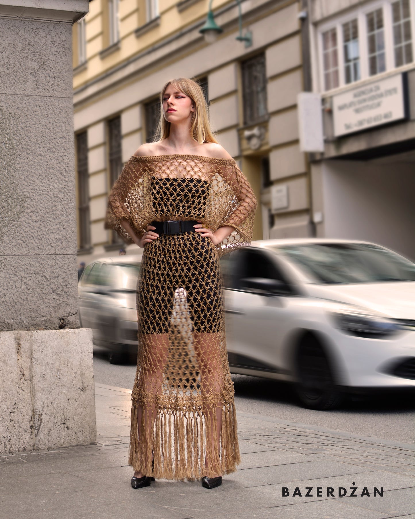 Knitted Linen Dress - Brown by Bazerdzan Wear