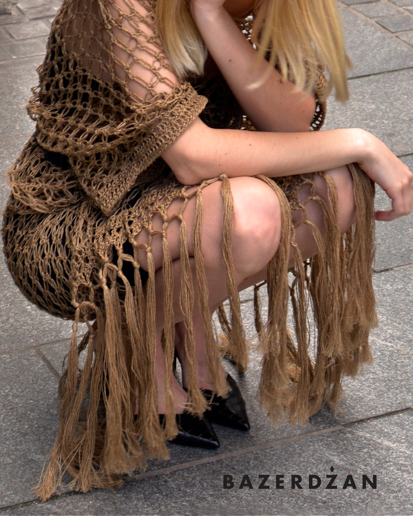 Knitted Linen Dress - Brown by Bazerdzan Wear