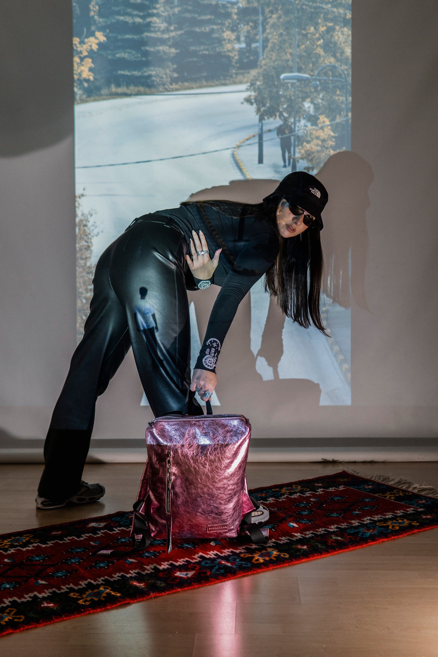 Leather Backpack One - Metallic Rose - Bazerdzan
