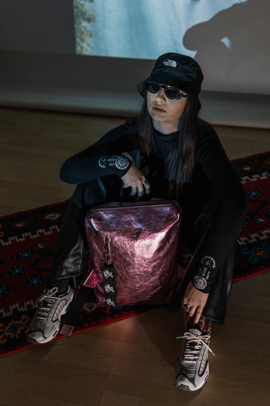 Leather Backpack One - Metallic Rose - Bazerdzan