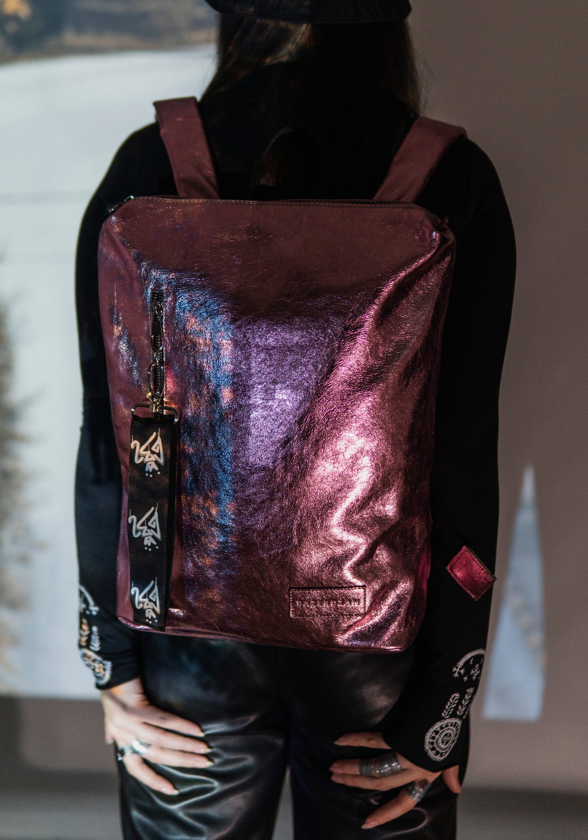 Leather Backpack One - Metallic Rose - Bazerdzan