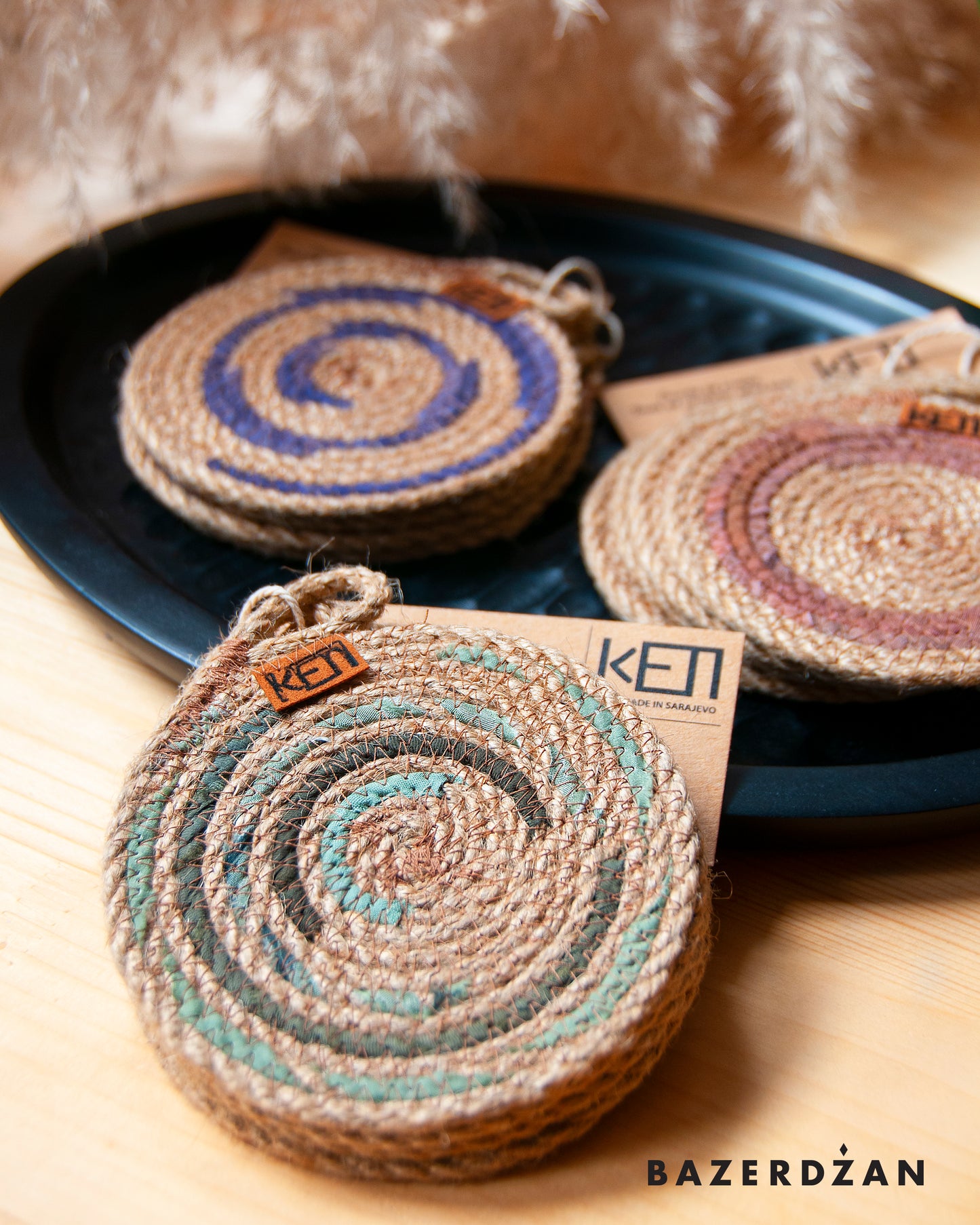 Naturally Dyed Rope Coasters by Keti Handmade