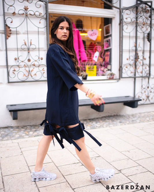 Bazerdžan Bow Dress in dark blue - Bazerdzan
