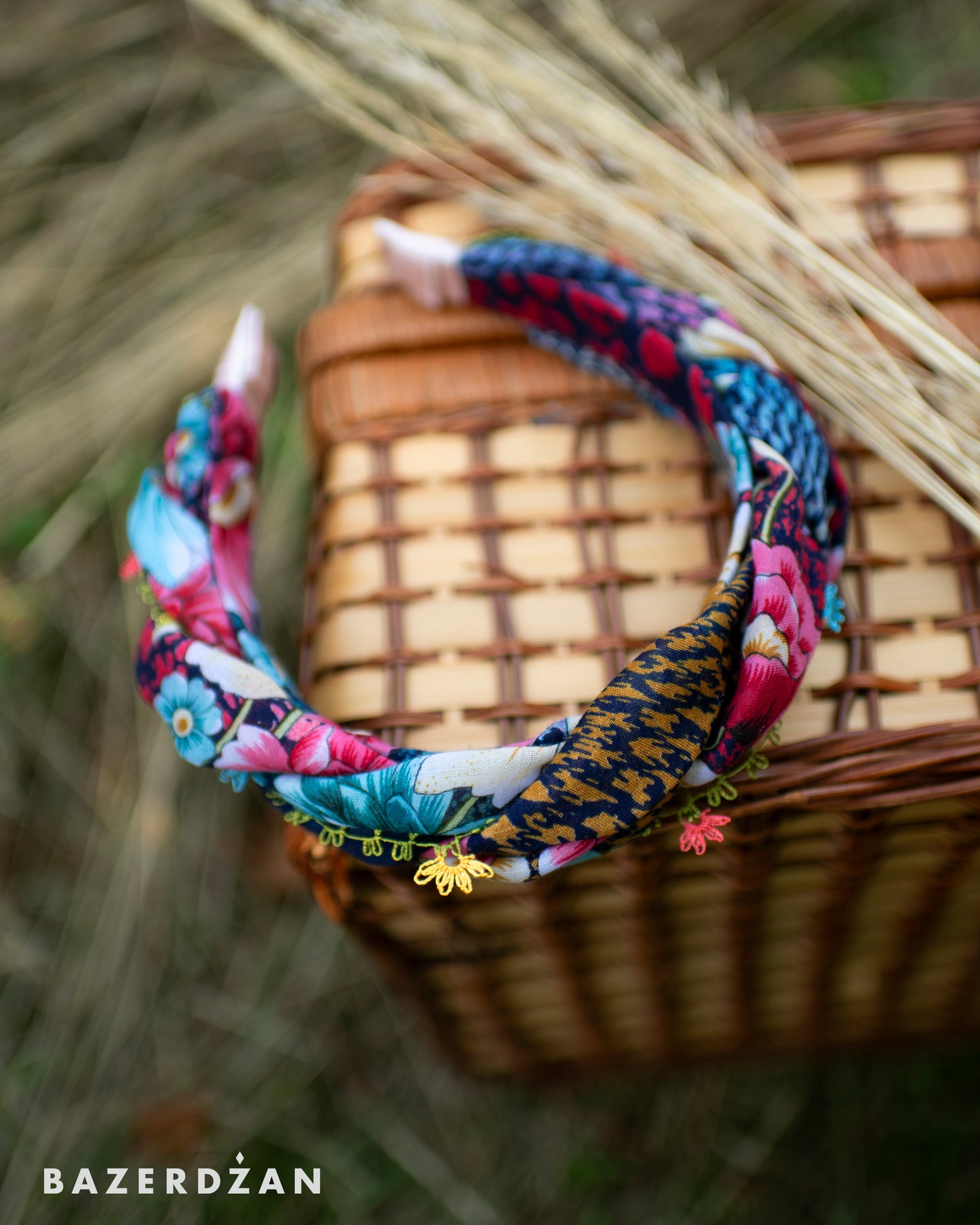 Upcycled grandma’s scarf headband