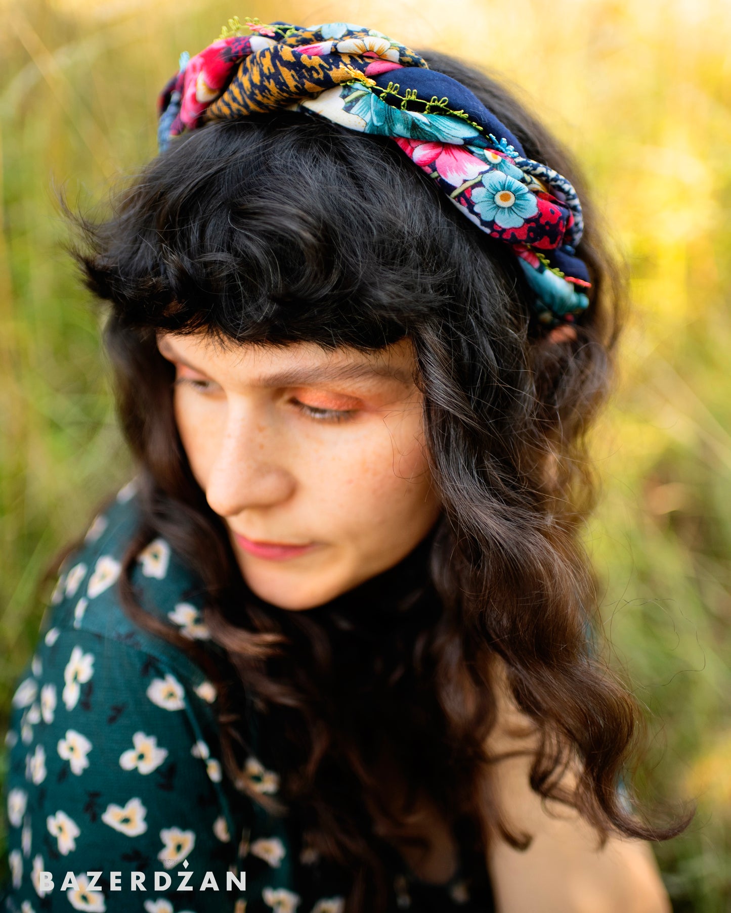 Upcycled grandma’s scarf headband