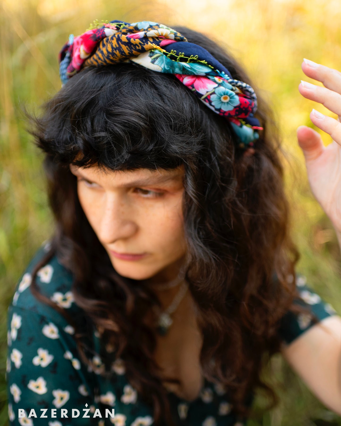 Upcycled grandma’s scarf headband