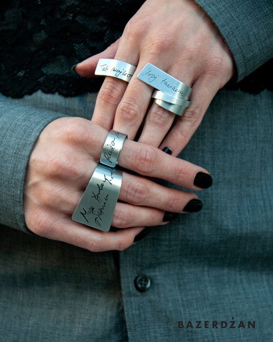 Rings with engraved Sevdalinka (Material: Zinc/Brass) - by Werkstatt - Bazerdzan