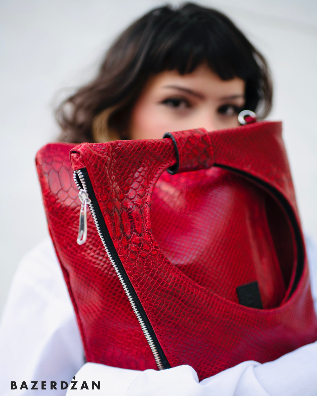 Leather Baklava Bag by Bazerdzan - Red