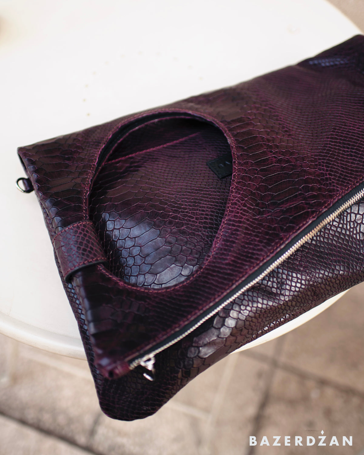 Leather Baklava Bag by Bazerdzan - Purple