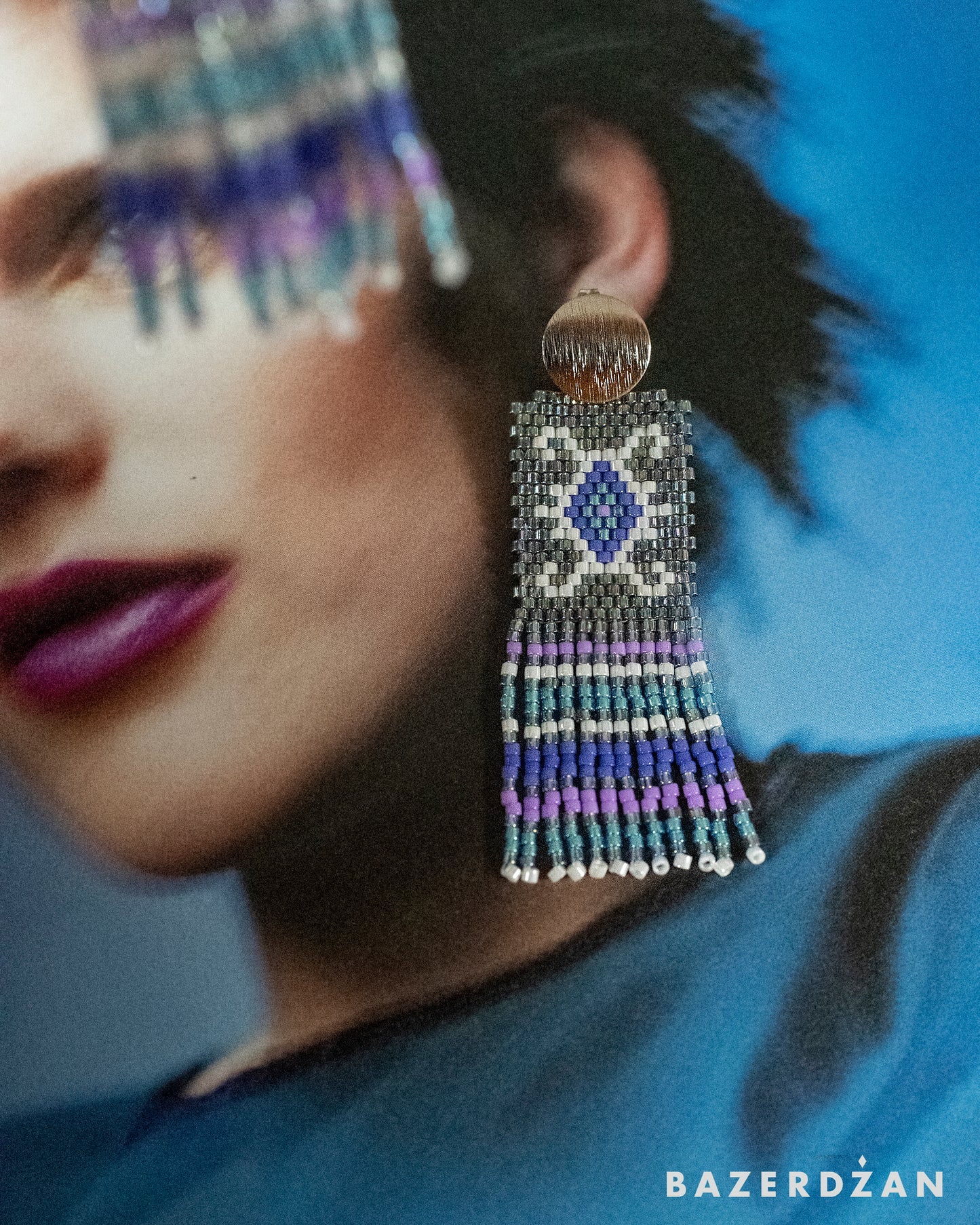 Bosnian kilim earrings with tassels - Bazerdzan