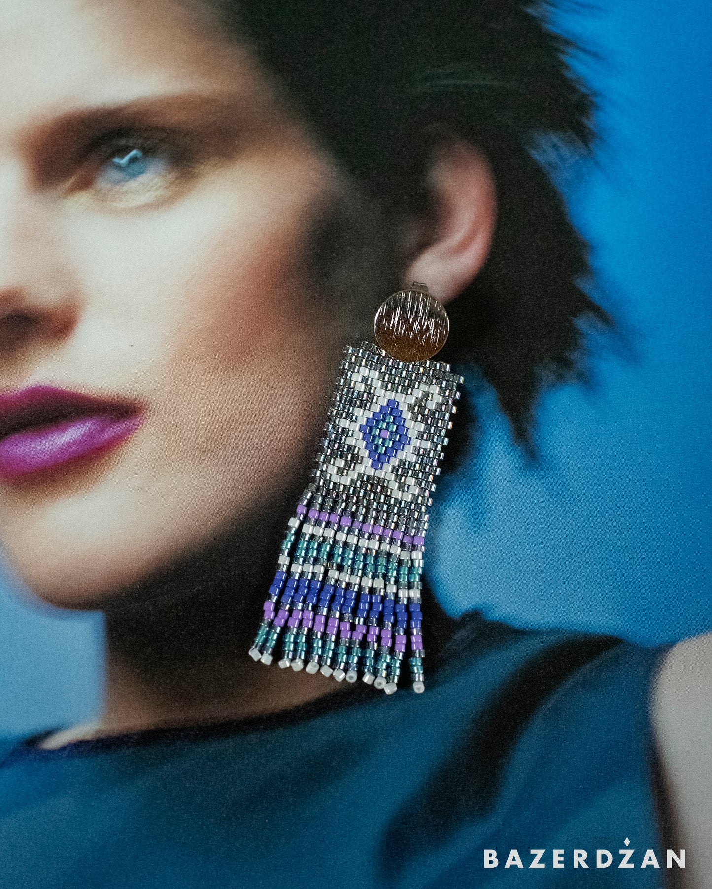 Bosnian kilim earrings with tassels - Bazerdzan