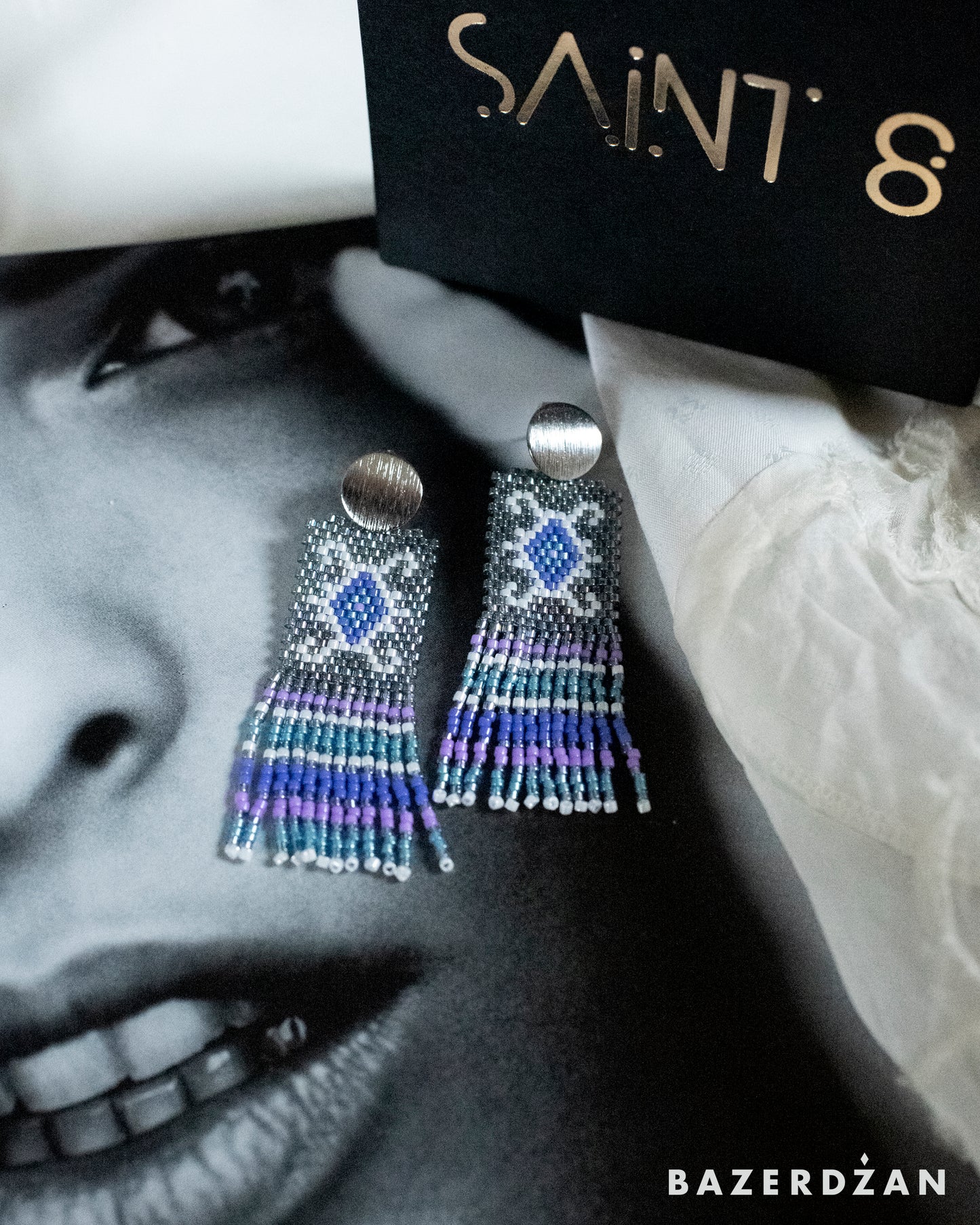 Bosnian kilim earrings with tassels - Bazerdzan