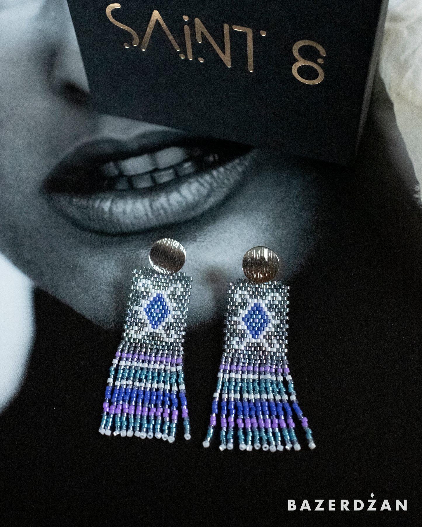 Bosnian kilim earrings with tassels - Bazerdzan