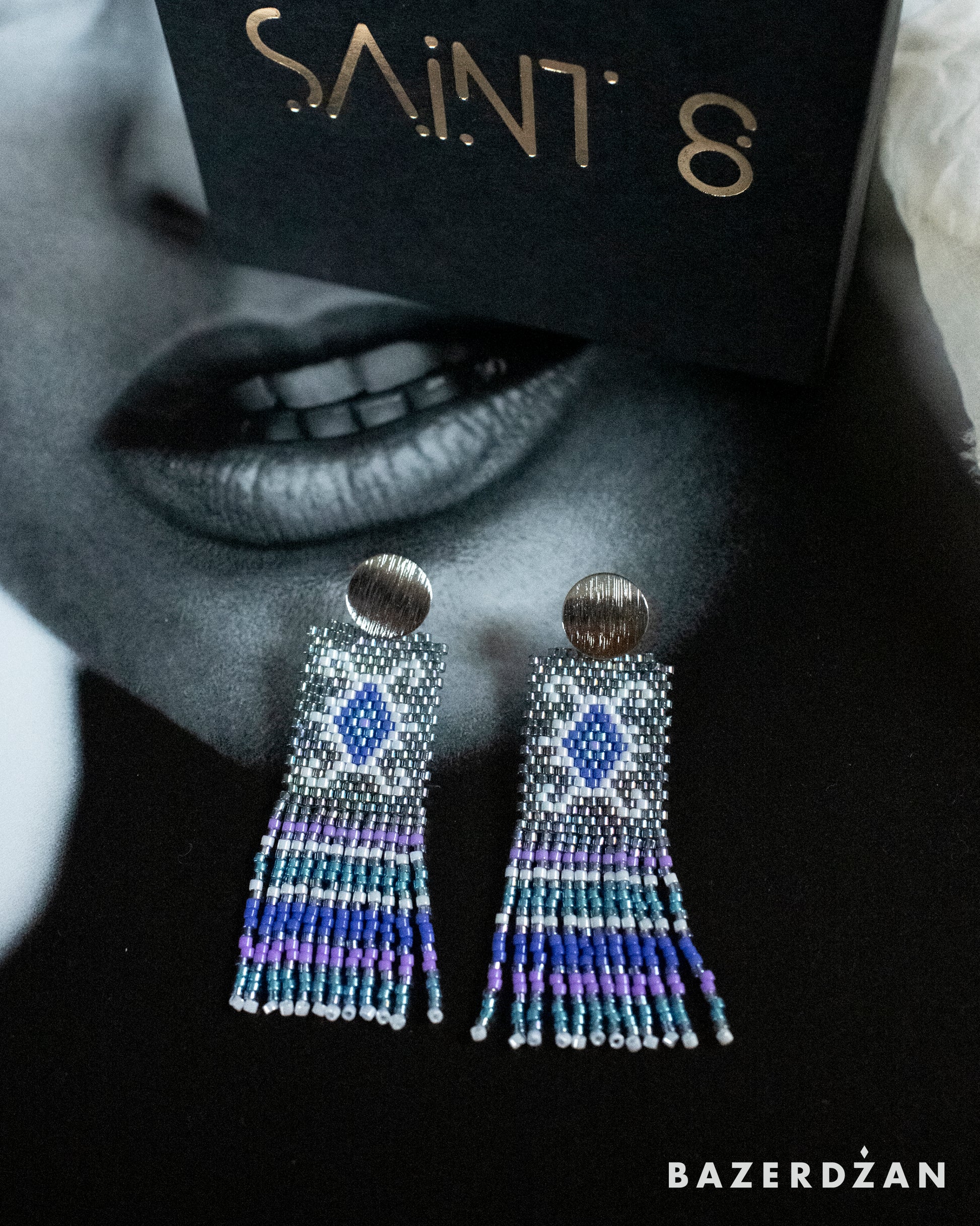 Bosnian kilim earrings with tassels - Bazerdzan