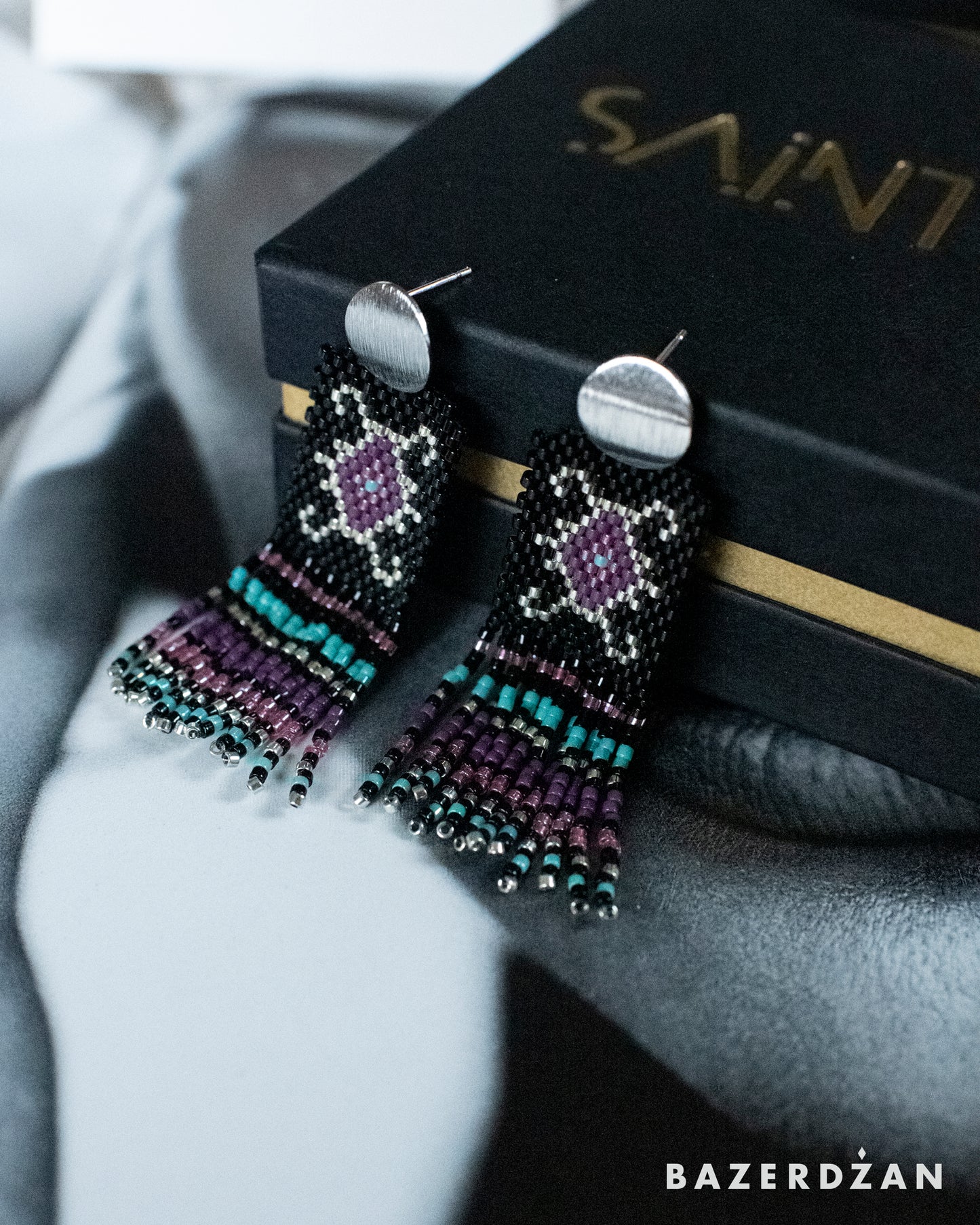 Bosnian kilim earrings with tassels - Bazerdzan