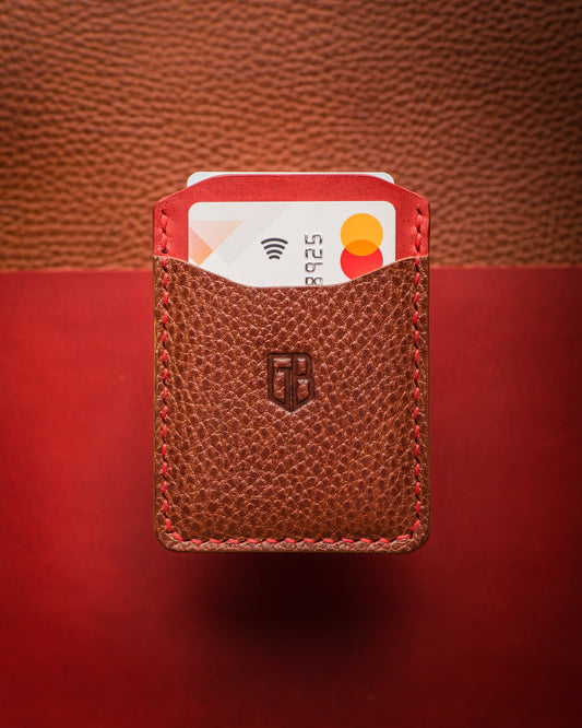 Leather Card-Holder - Brown/Red by Grubble