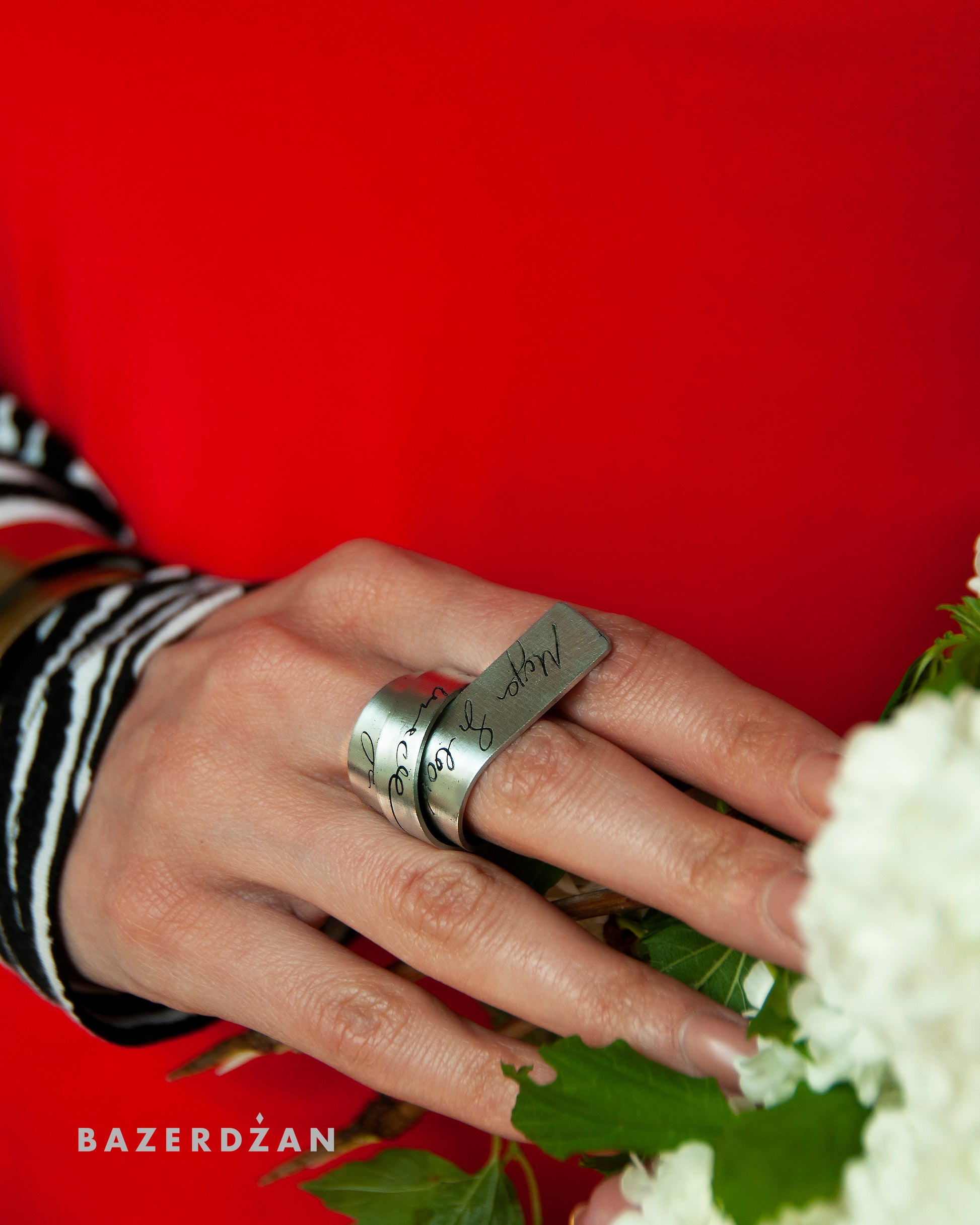 Rings with engraved Sevdalinka (Material: Zinc/Brass) - by Werkstatt - Bazerdzan