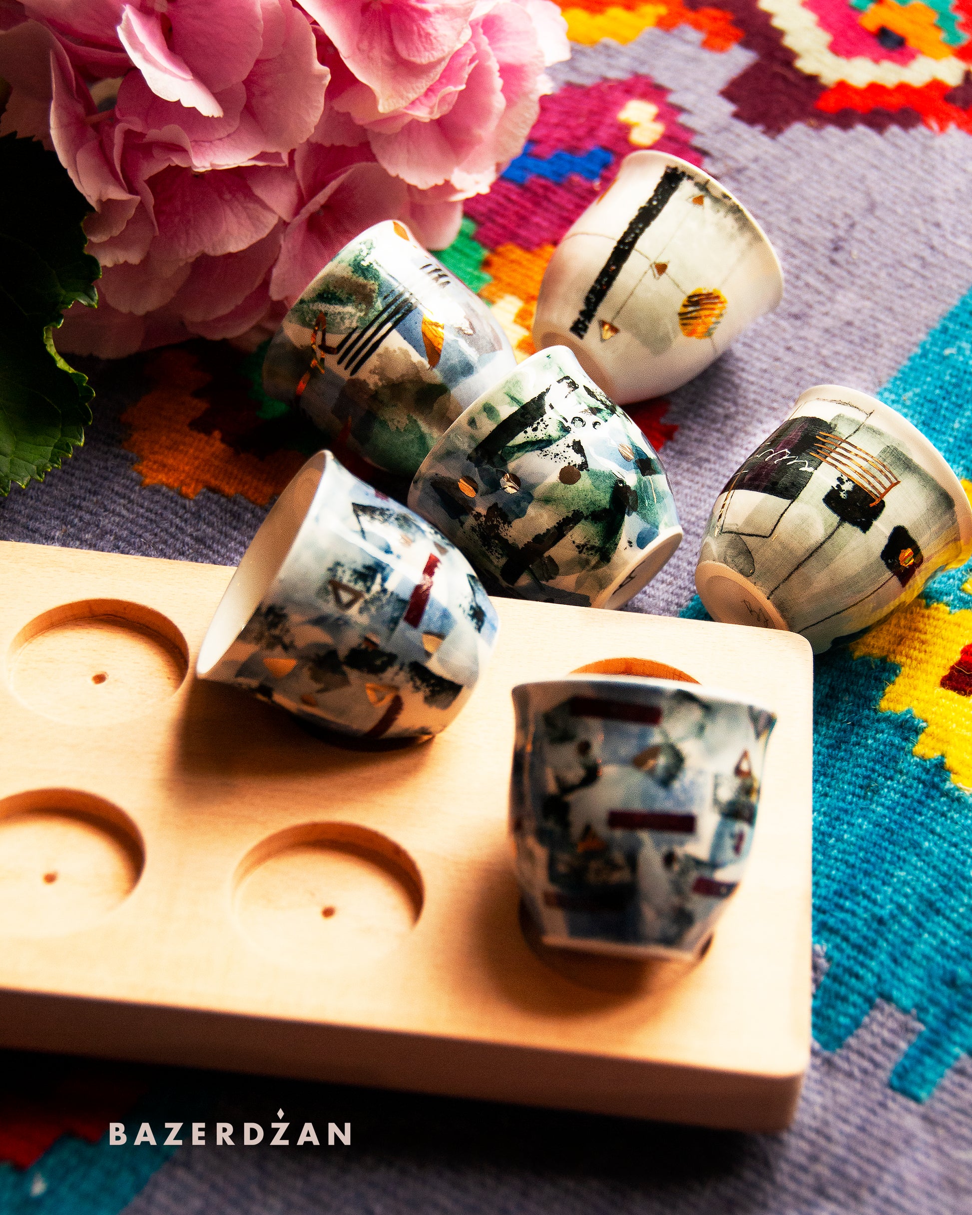 Ceramic Hand Painted Fildzan Cup Set by bokajok - Bazerdzan